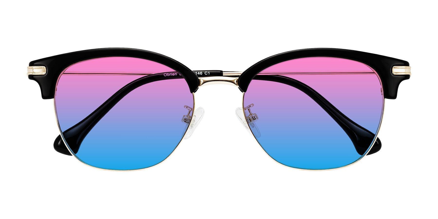 Folded Front of Obrien in Black/Gold with Pink / Blue Gradient Lenses