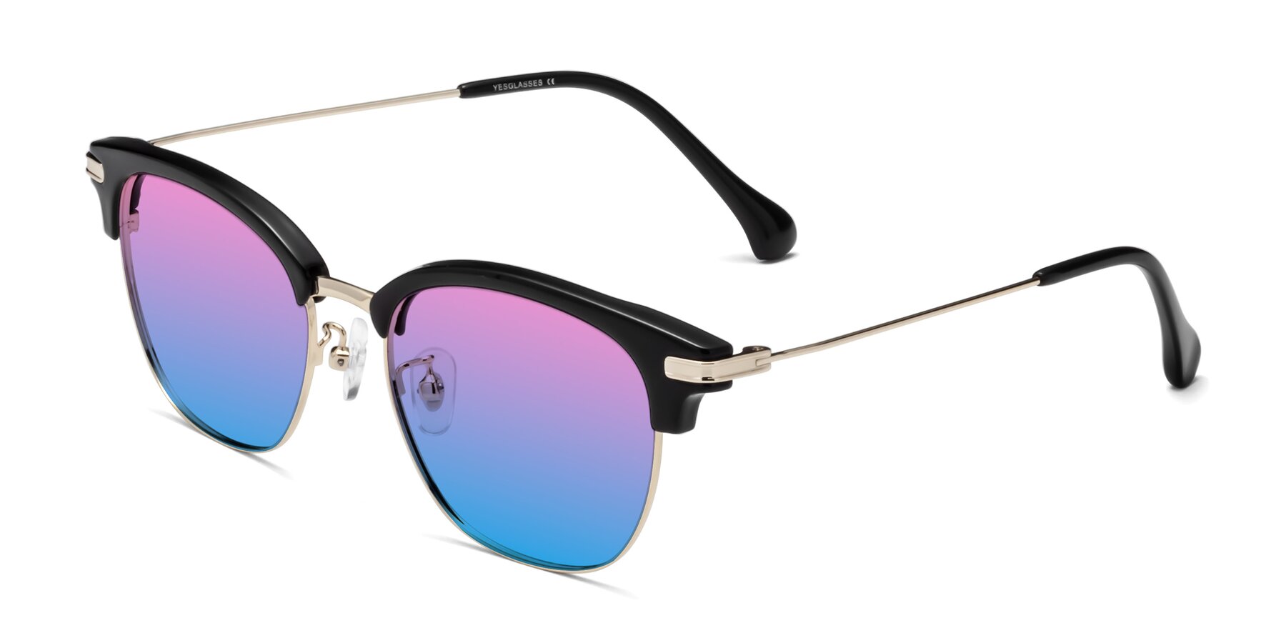 Angle of Obrien in Black-Gold with Pink / Blue Gradient Lenses