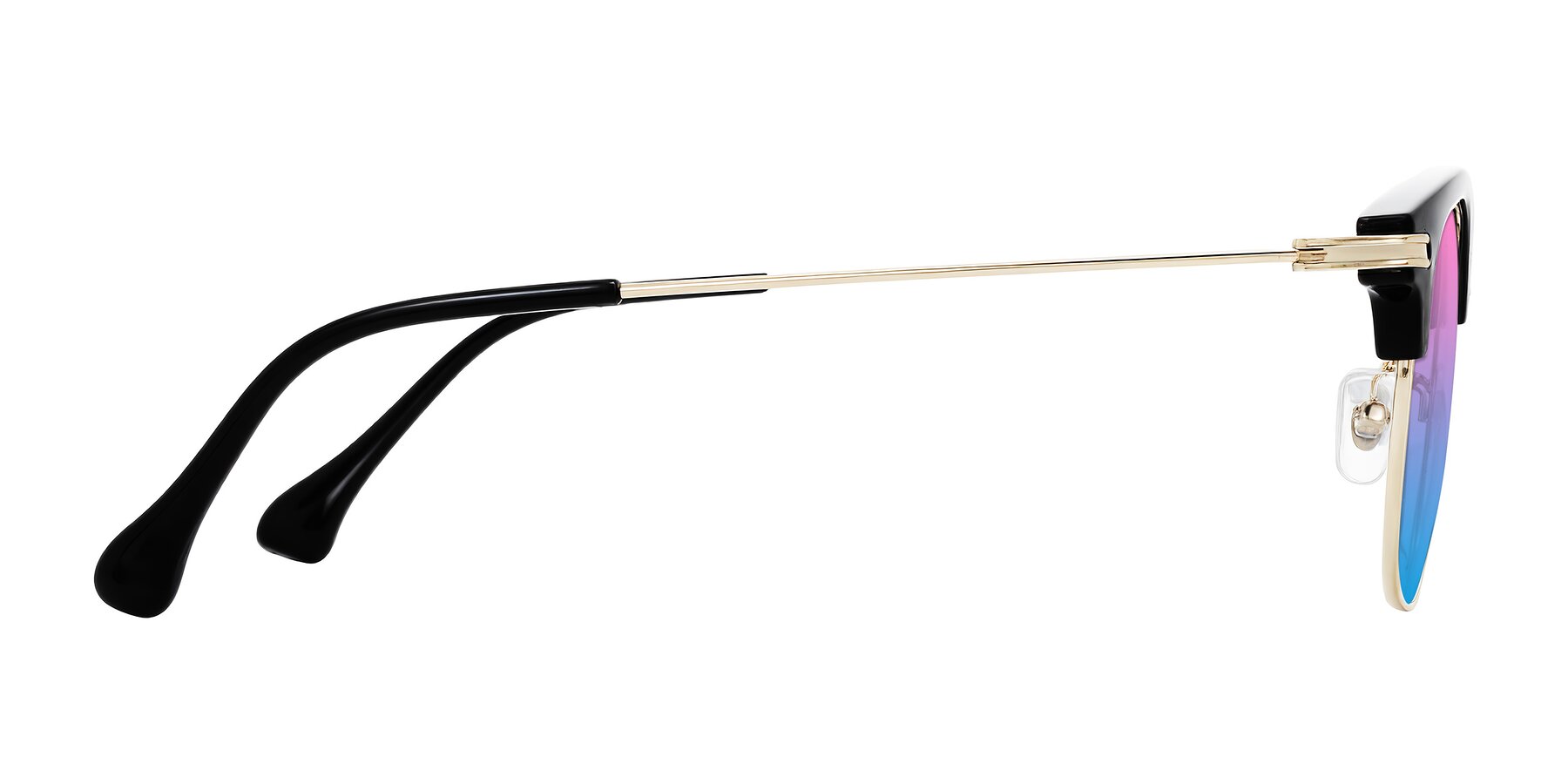Side of Obrien in Black/Gold with Pink / Blue Gradient Lenses