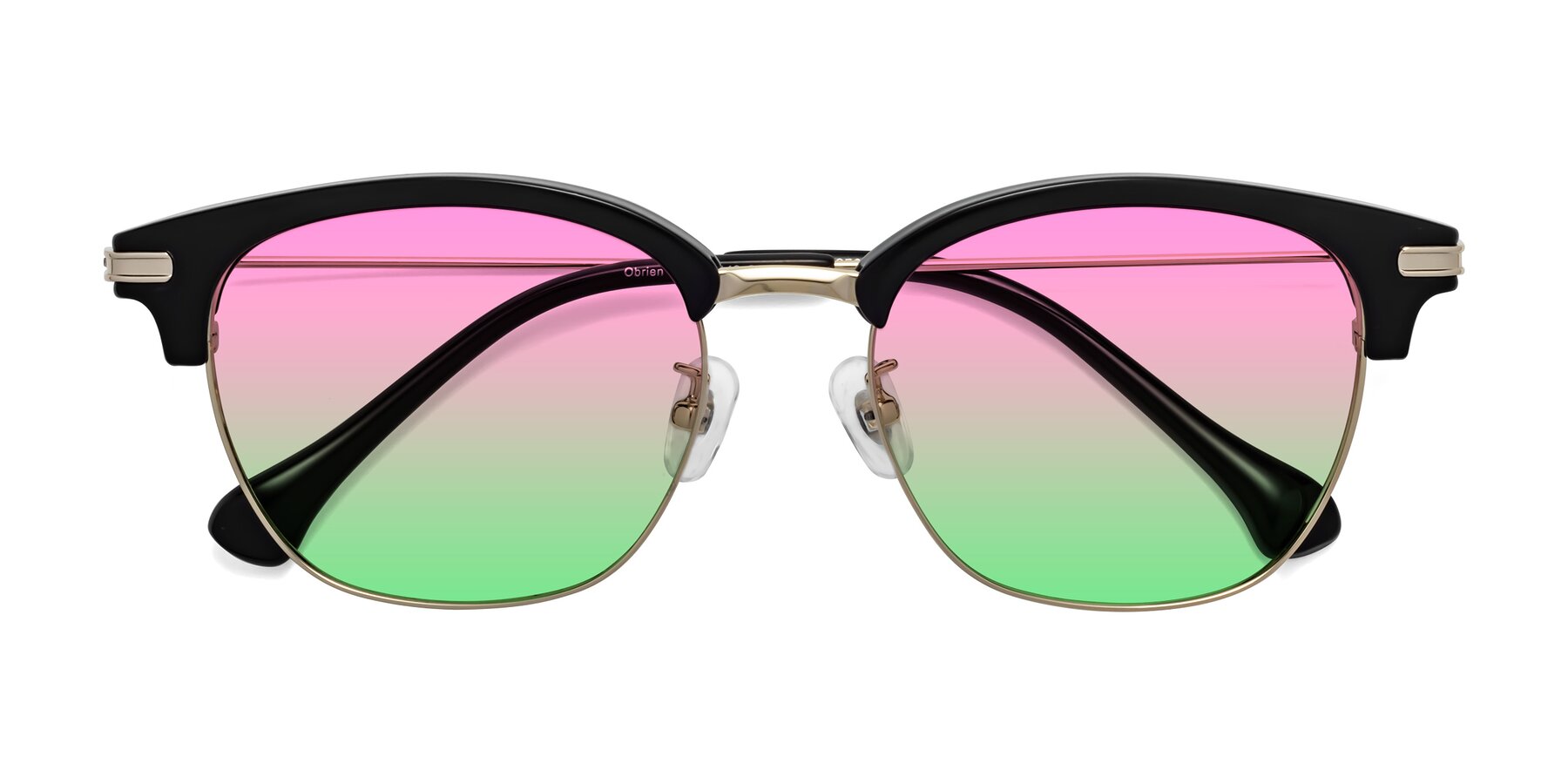 Folded Front of Obrien in Black-Gold with Pink / Green Gradient Lenses