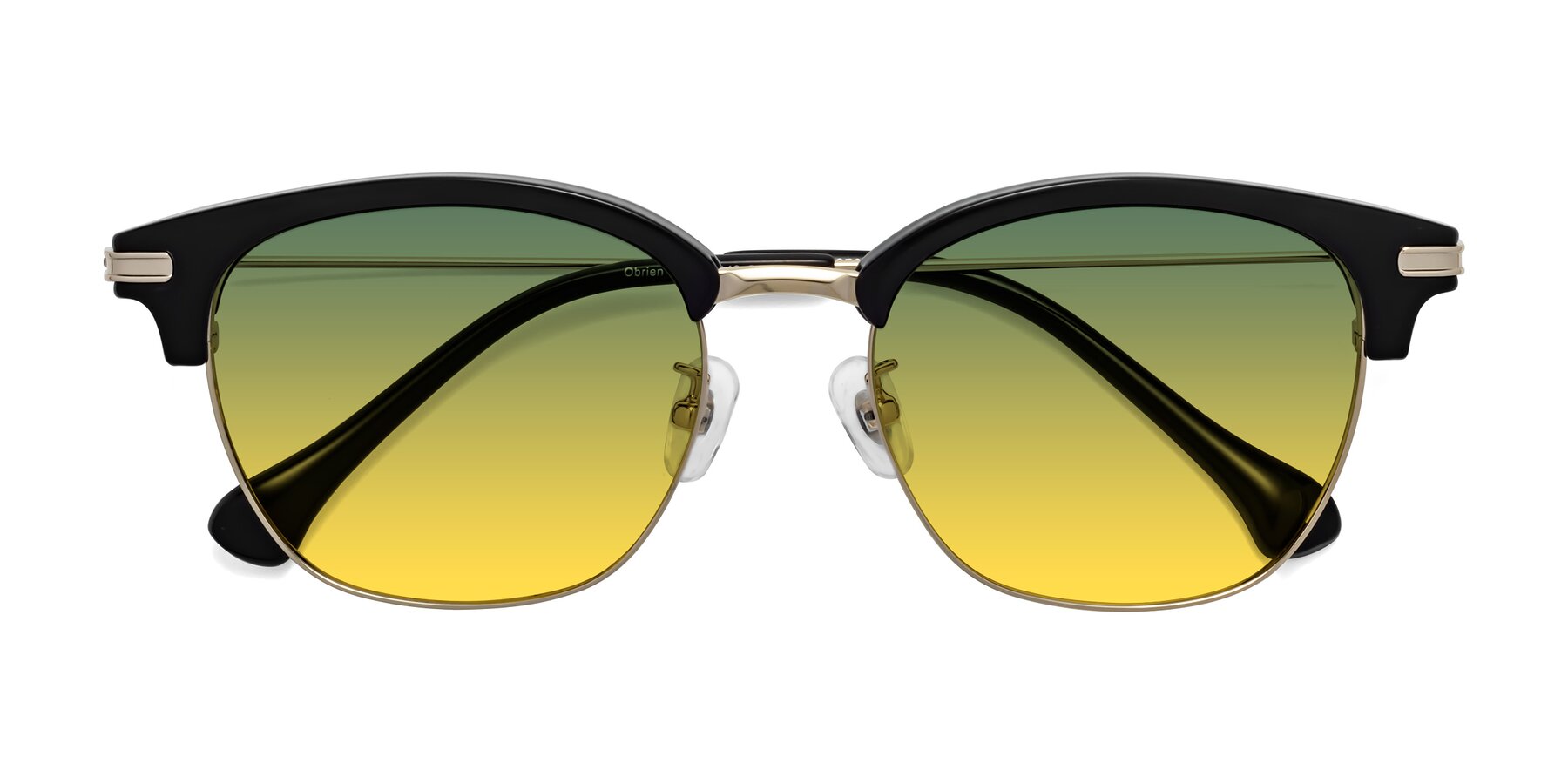 Folded Front of Obrien in Black-Gold with Green / Yellow Gradient Lenses