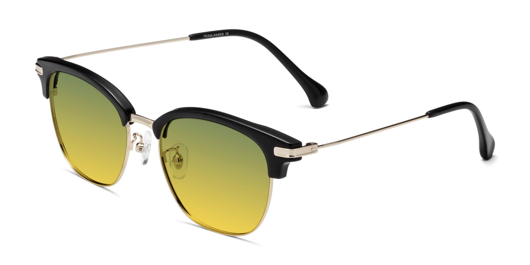 Angle of Obrien in Black-Gold with Green / Yellow Gradient Lenses