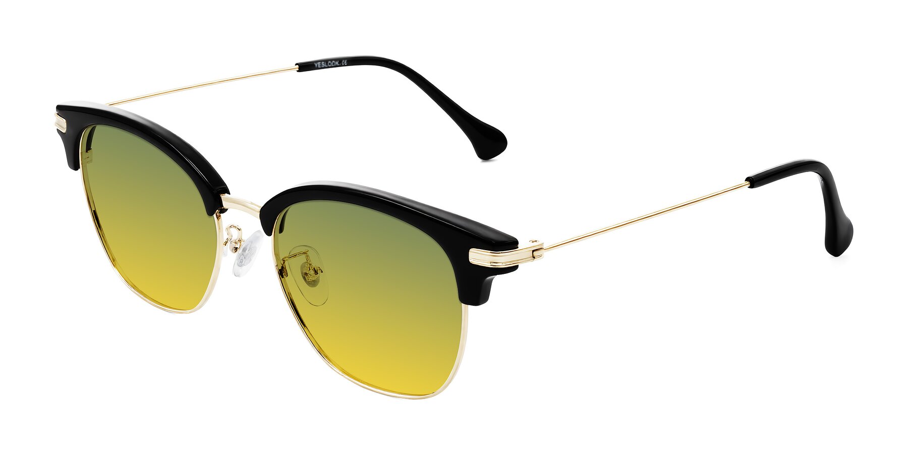Angle of Obrien in Black/Gold with Green / Yellow Gradient Lenses