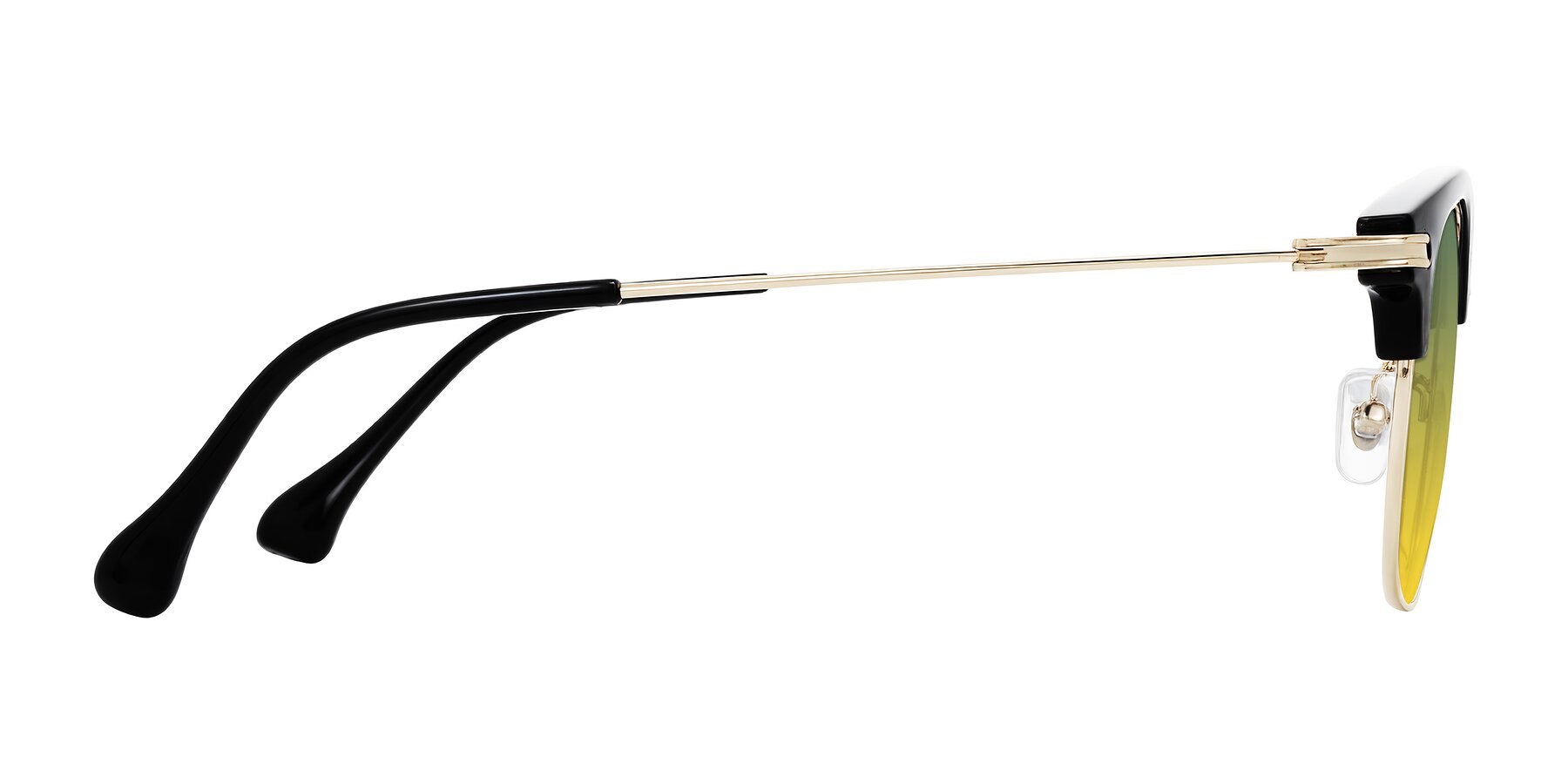 Side of Obrien in Black/Gold with Green / Yellow Gradient Lenses