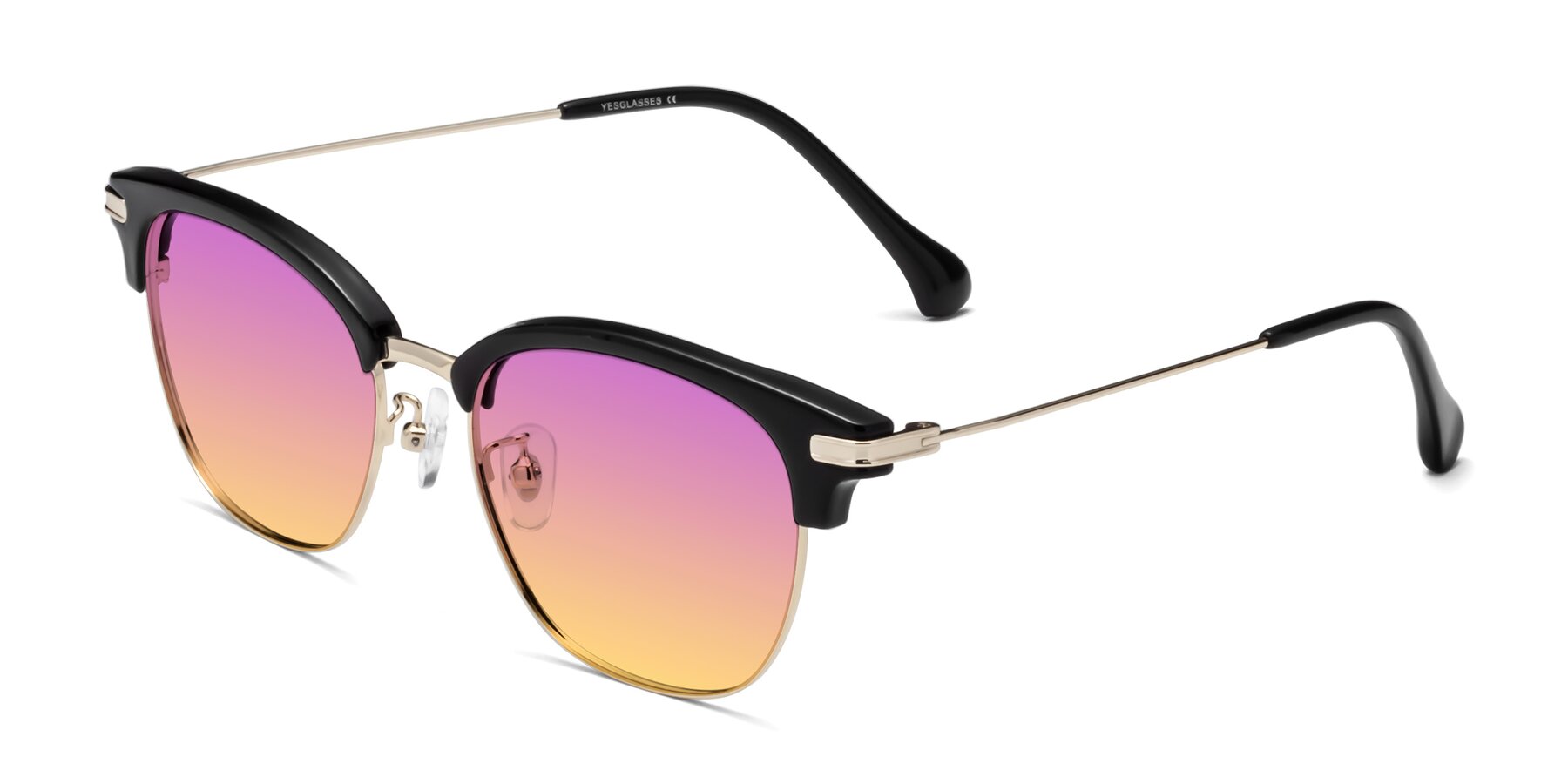 Angle of Obrien in Black-Gold with Purple / Yellow Gradient Lenses