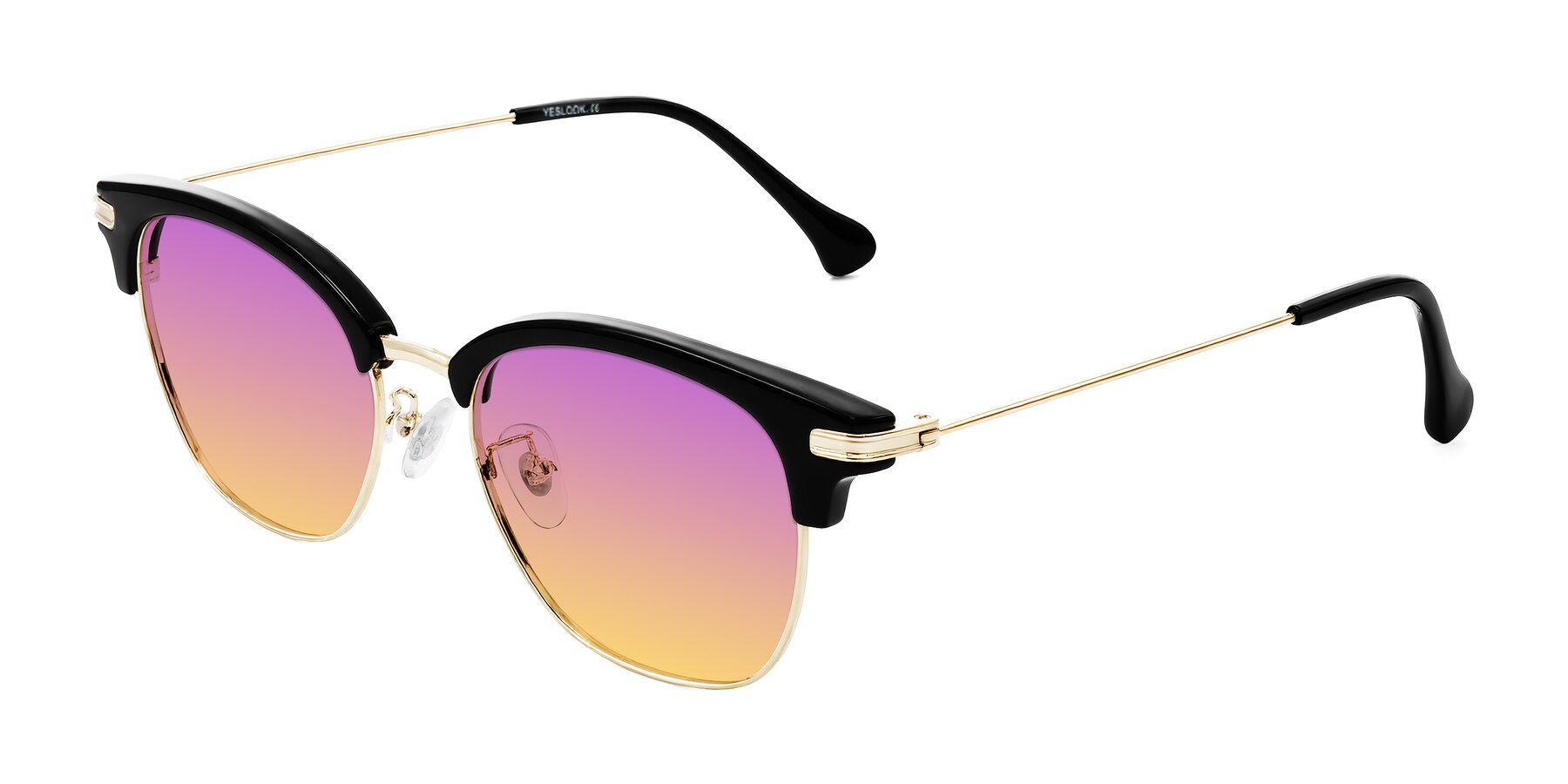 Angle of Obrien in Black/Gold with Purple / Yellow Gradient Lenses