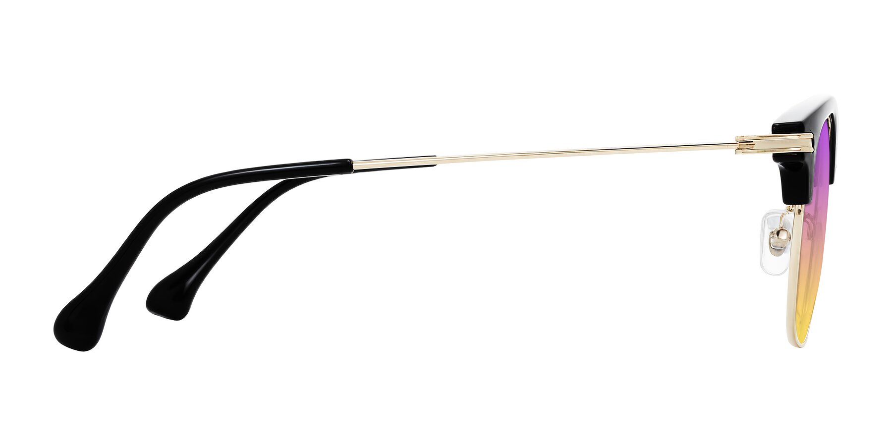 Side of Obrien in Black/Gold with Purple / Yellow Gradient Lenses