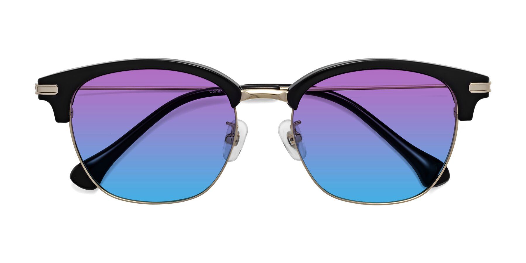 Folded Front of Obrien in Black-Gold with Purple / Blue Gradient Lenses