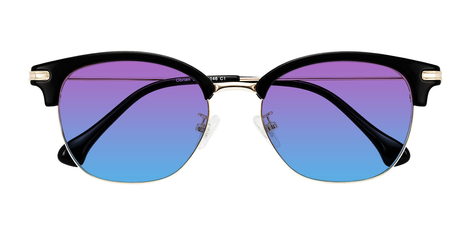 Folded Front of Obrien in Black/Gold with Purple / Blue Gradient Lenses