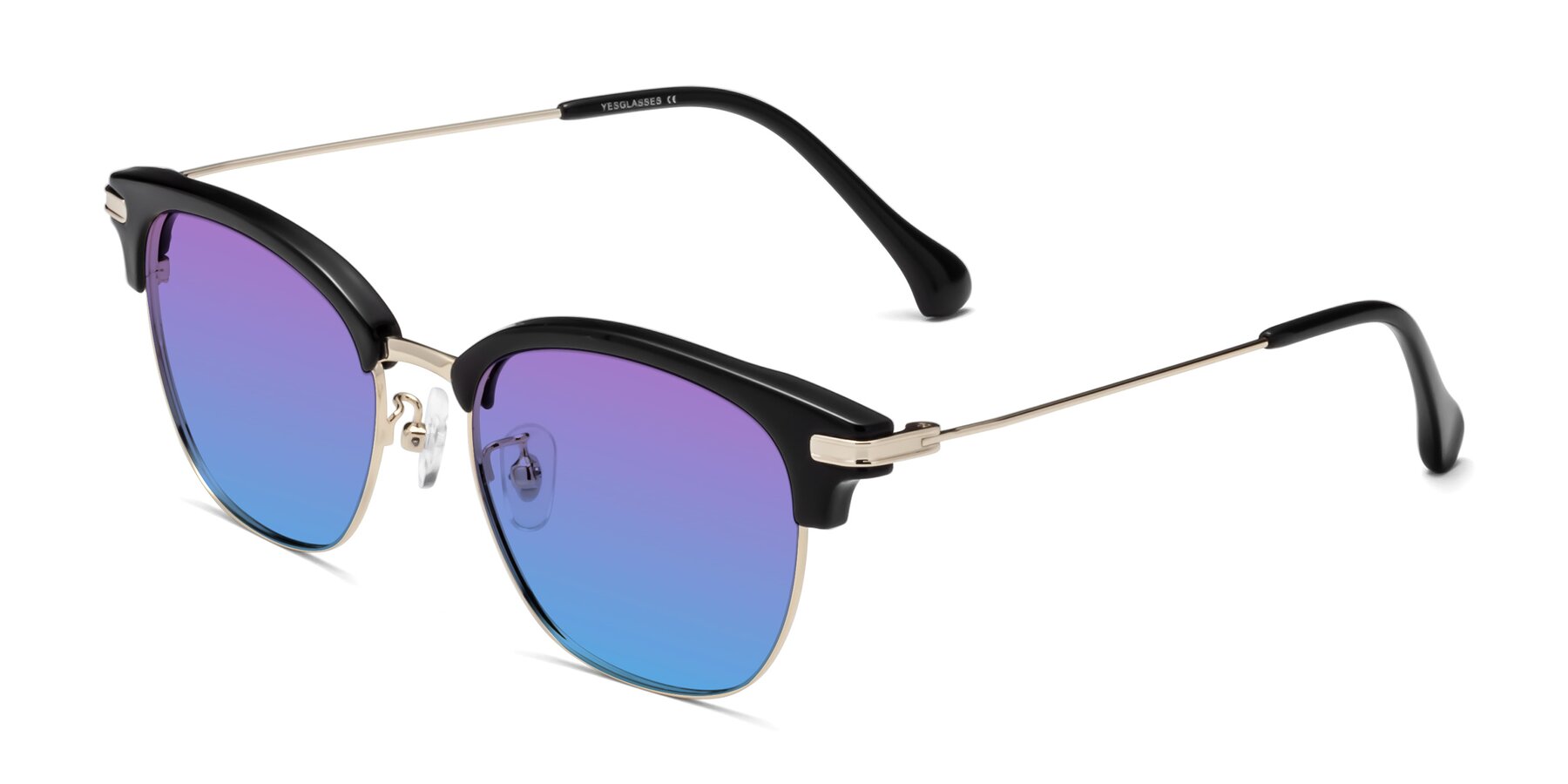 Angle of Obrien in Black-Gold with Purple / Blue Gradient Lenses