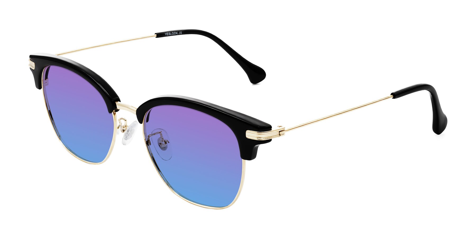 Angle of Obrien in Black/Gold with Purple / Blue Gradient Lenses