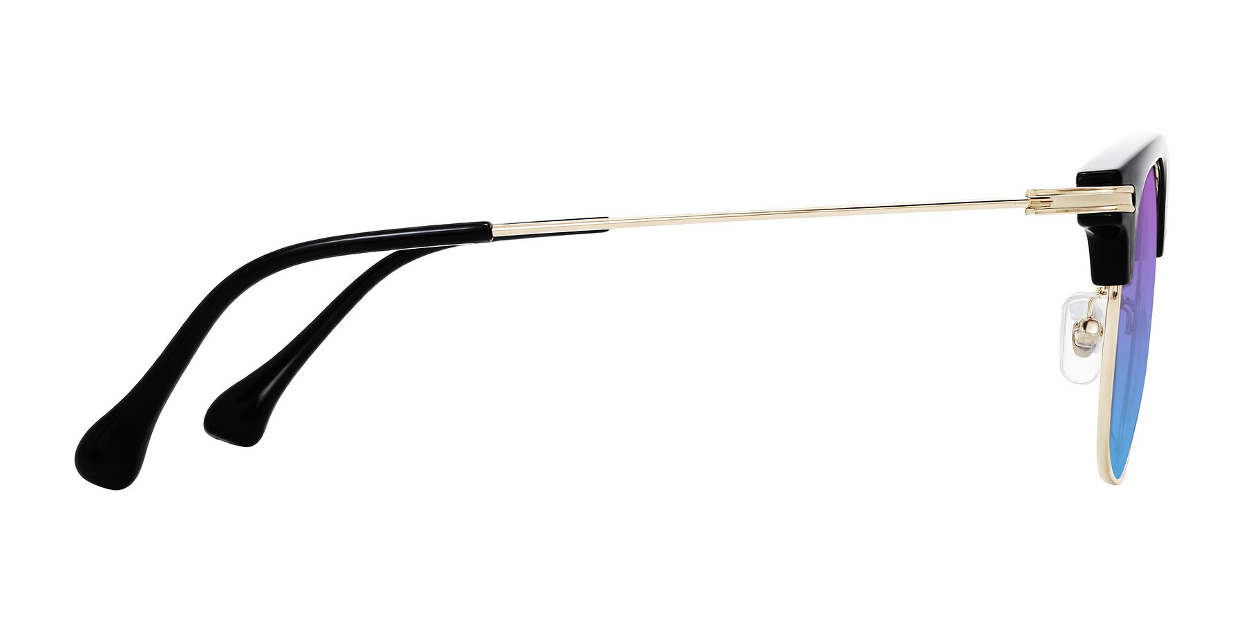 Side of Obrien in Black/Gold with Purple / Blue Gradient Lenses