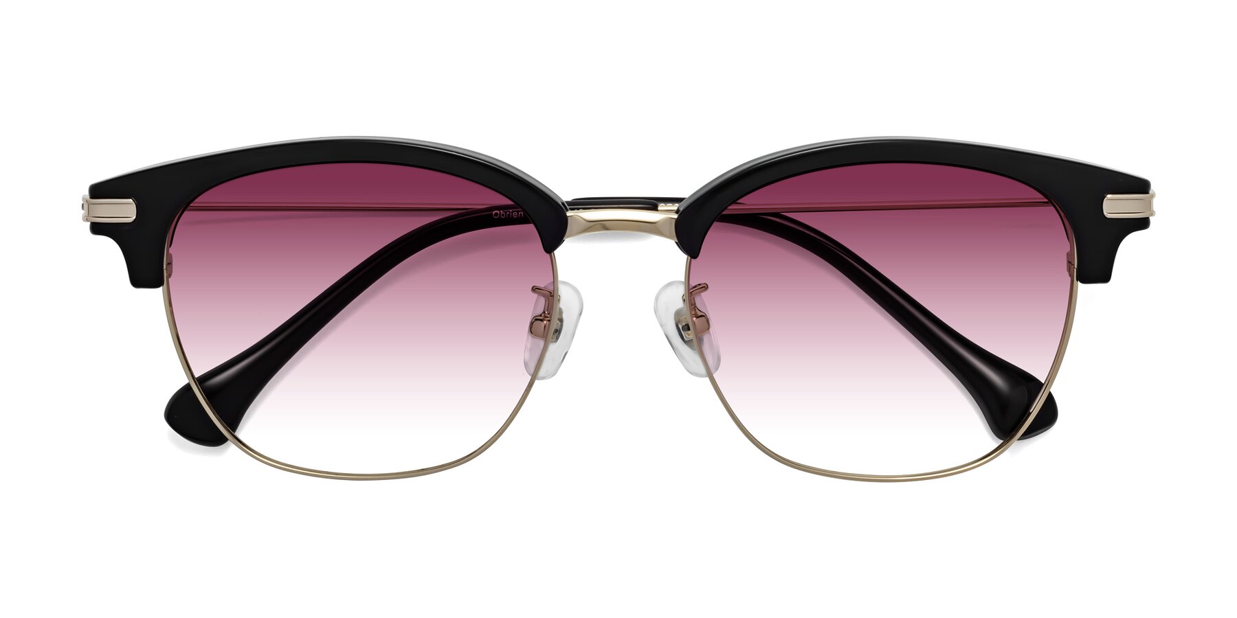 Folded Front of Obrien in Black-Gold with Wine Gradient Lenses