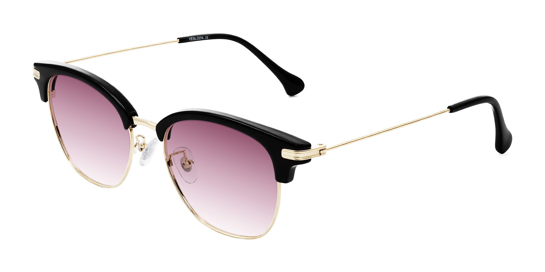 Angle of Obrien in Black/Gold with Wine Gradient Lenses