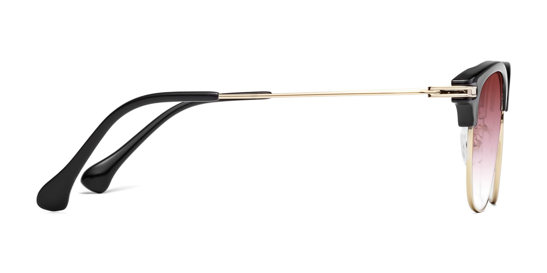 Side of Obrien in Black-Gold with Garnet Gradient Lenses