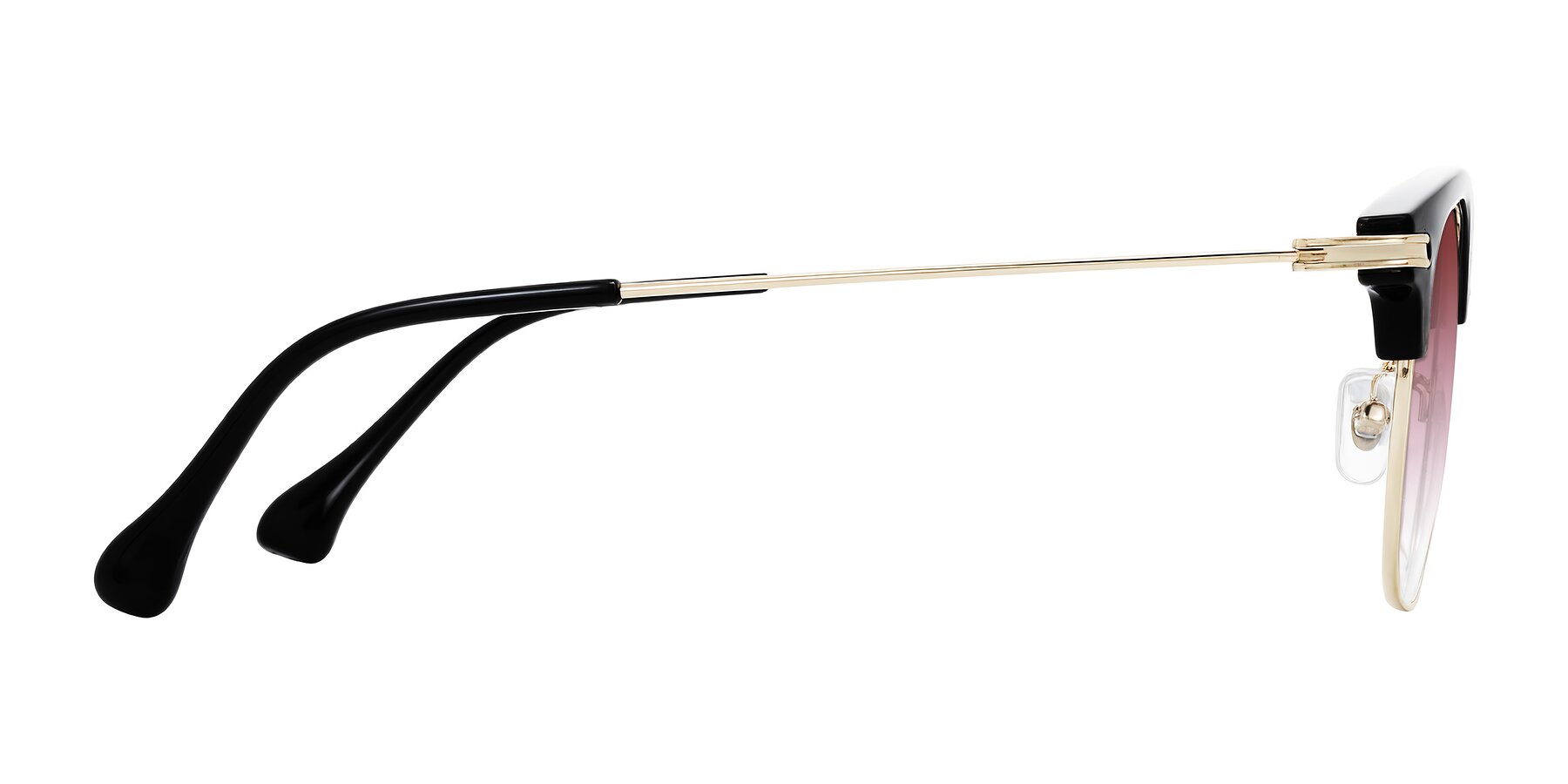 Side of Obrien in Black/Gold with Garnet Gradient Lenses