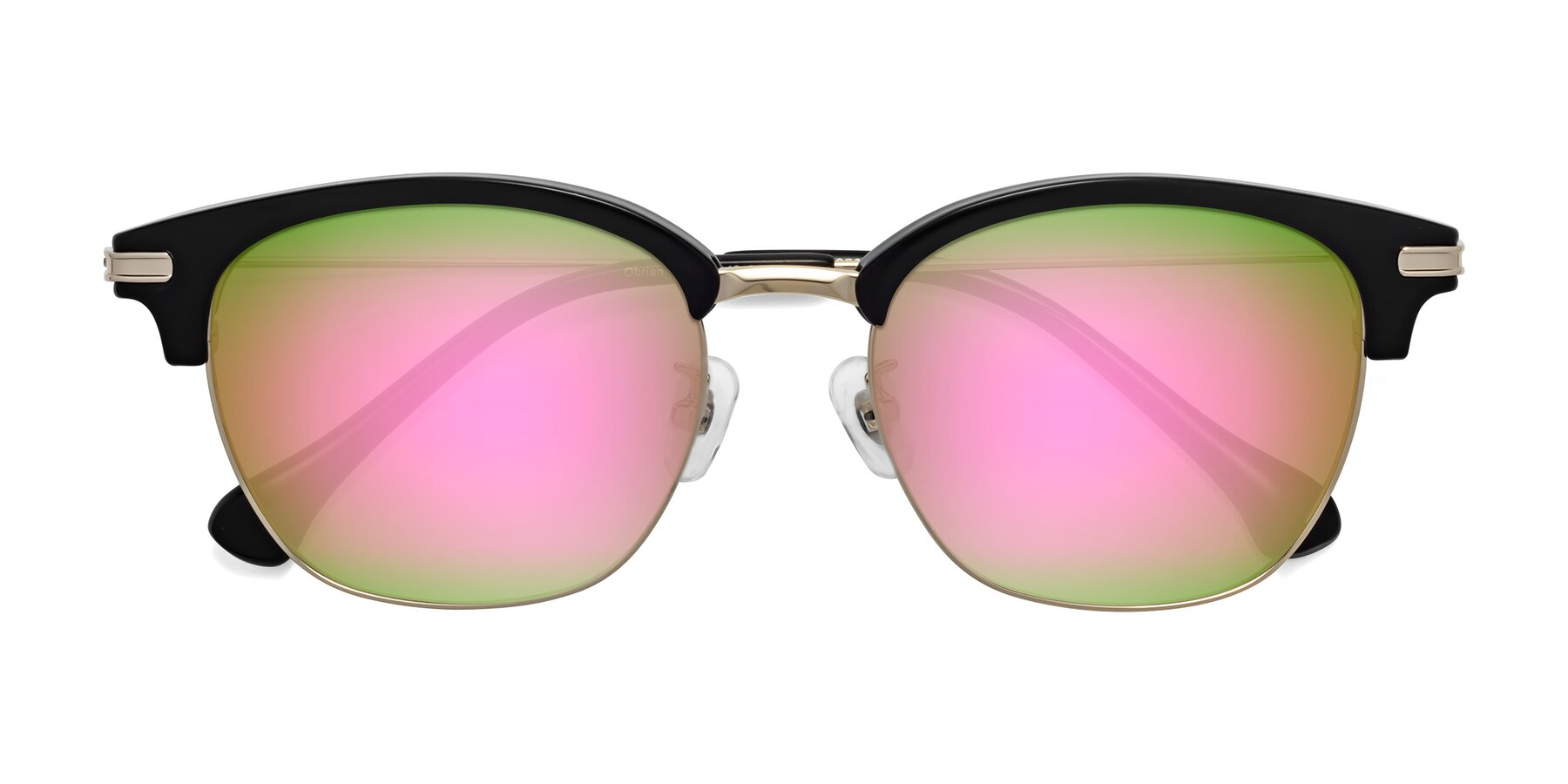 Folded Front of Obrien in Black-Gold with Pink Mirrored Lenses