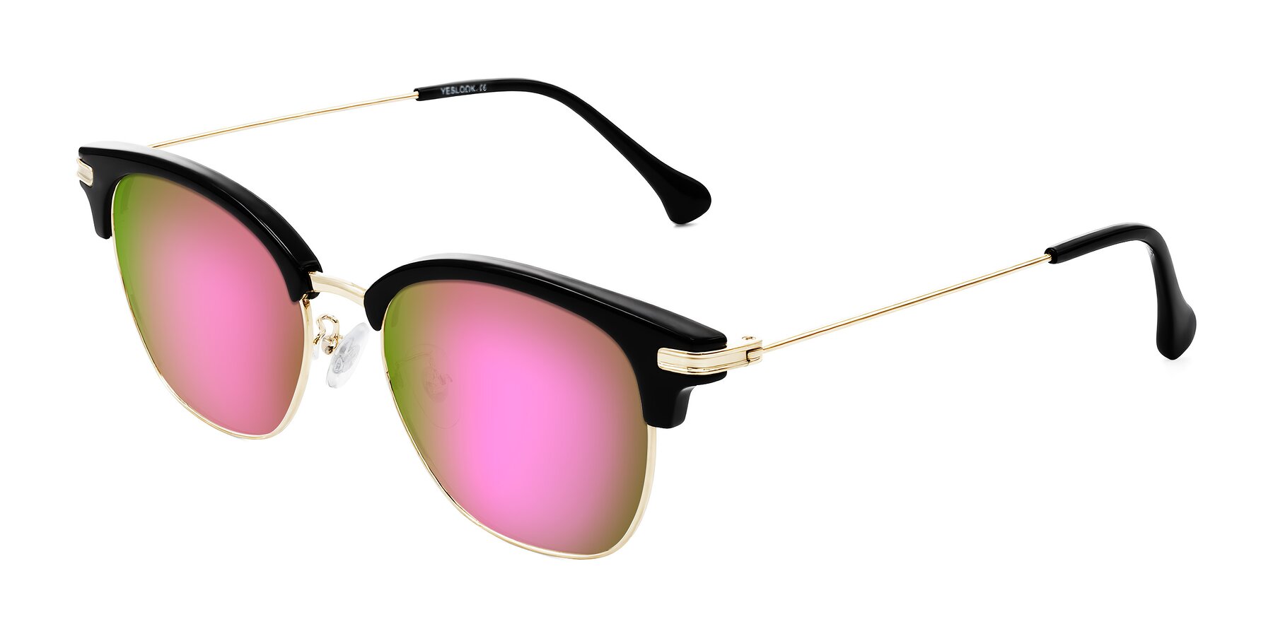 Angle of Obrien in Black/Gold with Pink Mirrored Lenses