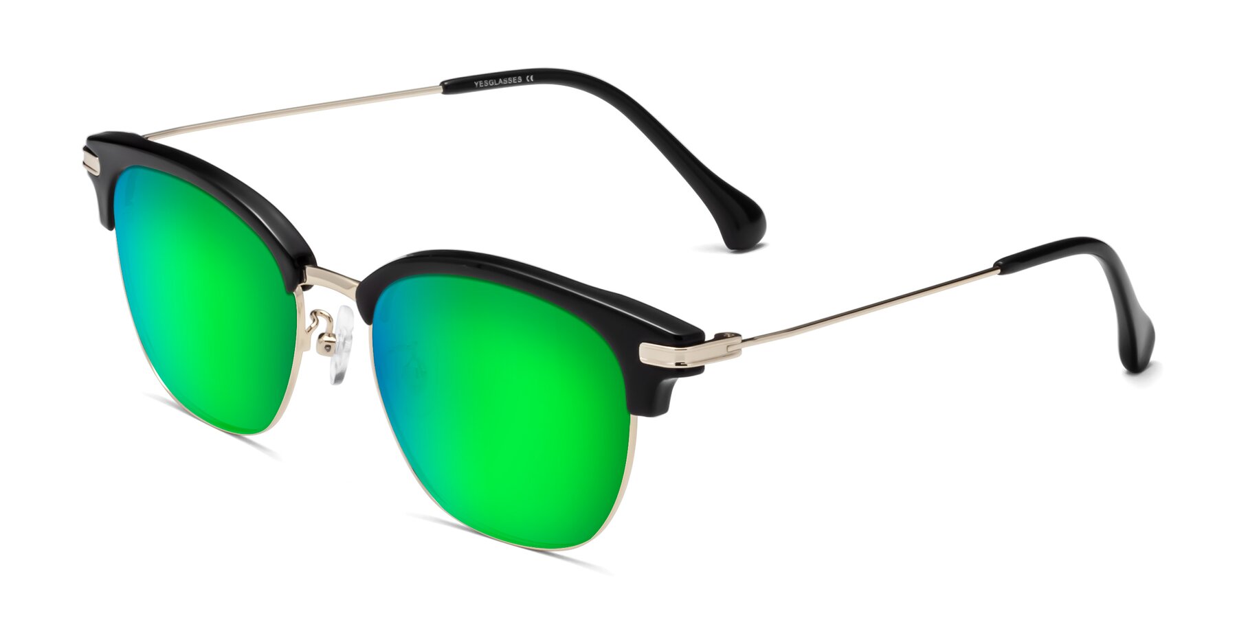 Angle of Obrien in Black-Gold with Green Mirrored Lenses