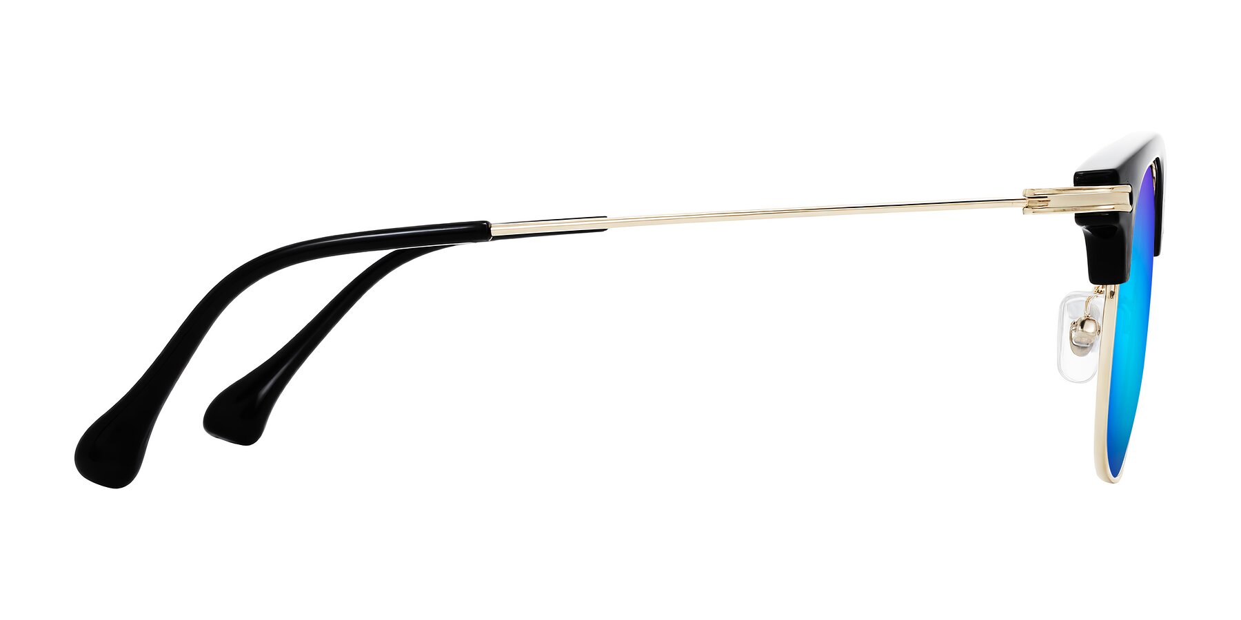 Side of Obrien in Black/Gold with Blue Mirrored Lenses