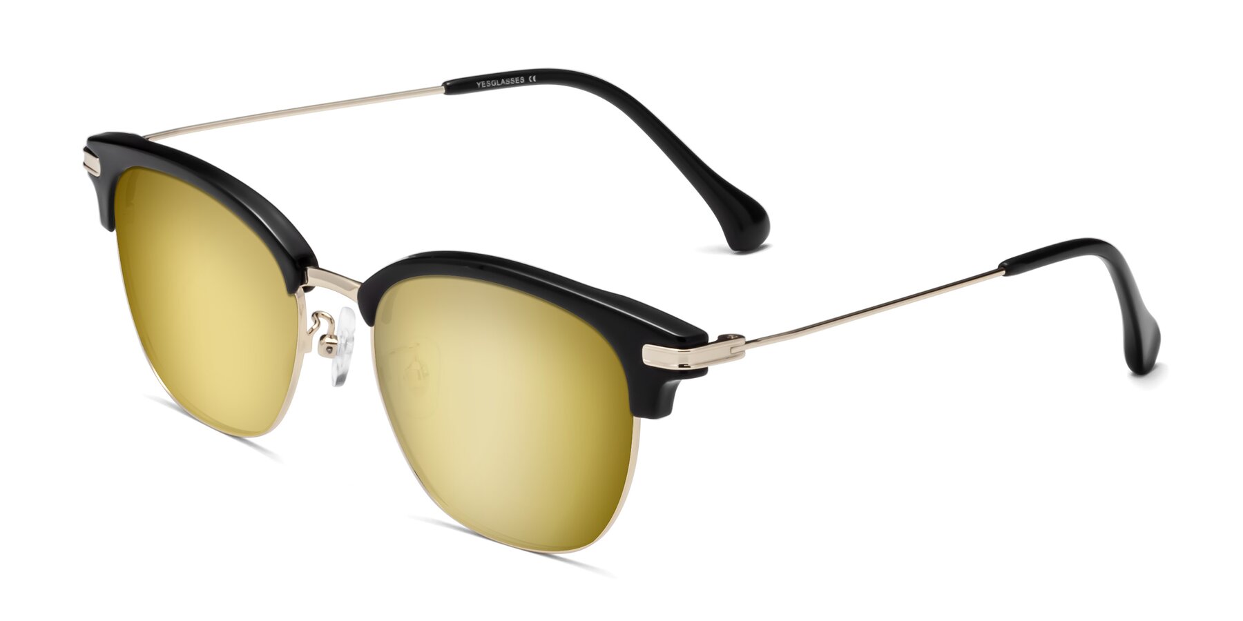 Angle of Obrien in Black-Gold with Gold Mirrored Lenses