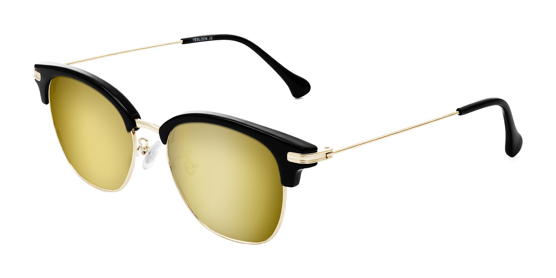 Angle of Obrien in Black/Gold with Gold Mirrored Lenses