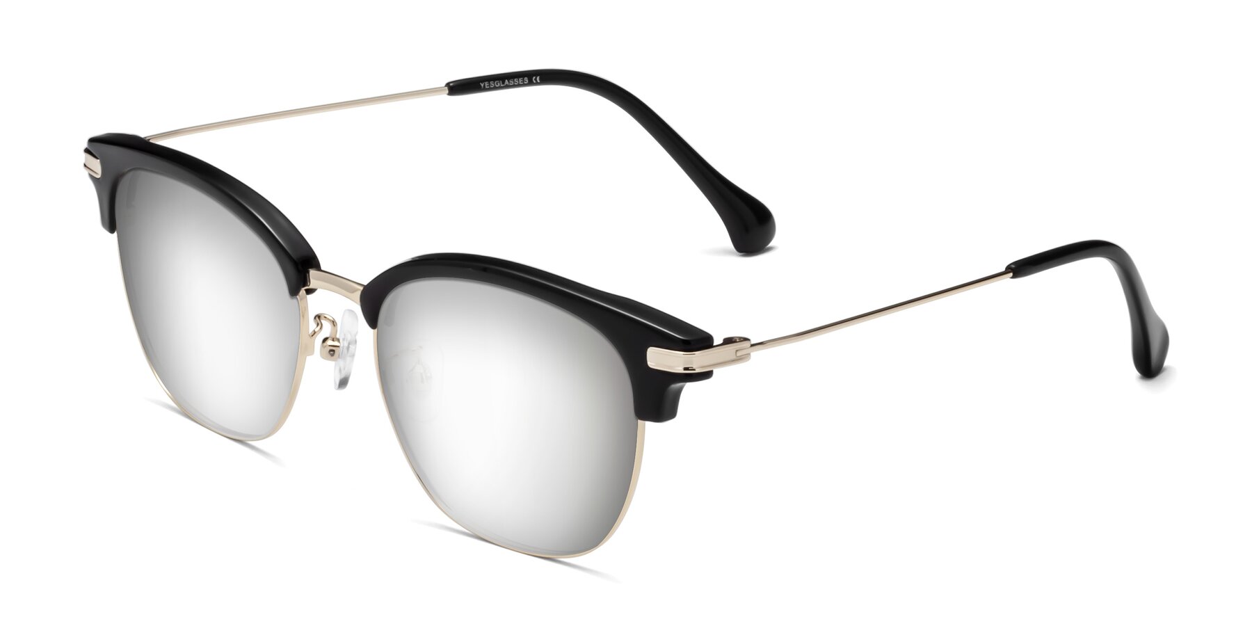 Angle of Obrien in Black-Gold with Silver Mirrored Lenses
