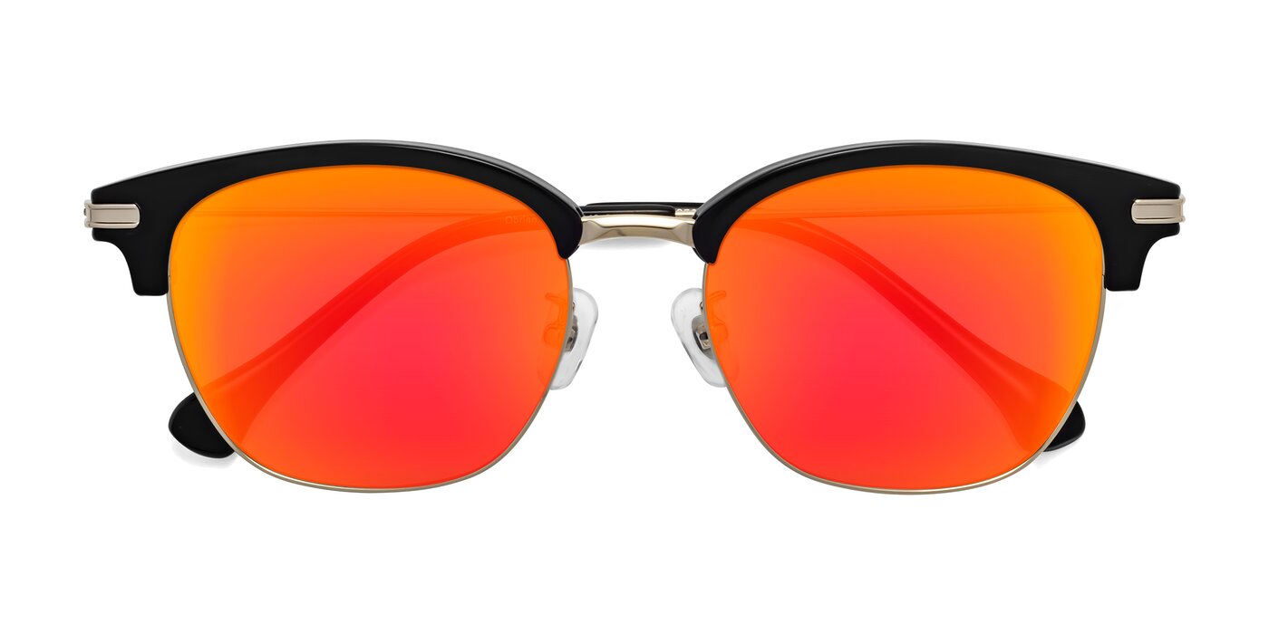 Obrien - Black / Gold Flash Mirrored Sunglasses