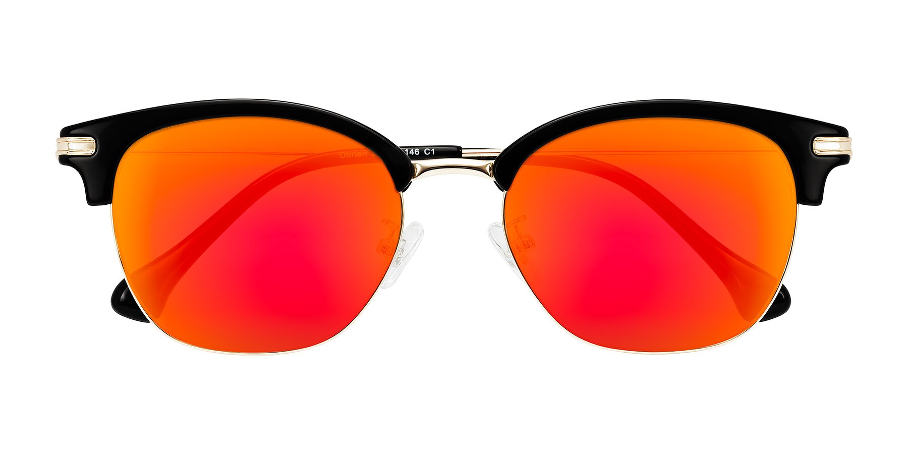 Folded Front of Obrien in Black/Gold with Red Gold Mirrored Lenses