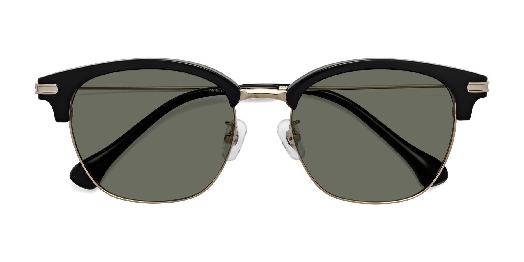 Folded Front of Obrien in Black-Gold with Gray Polarized Lenses