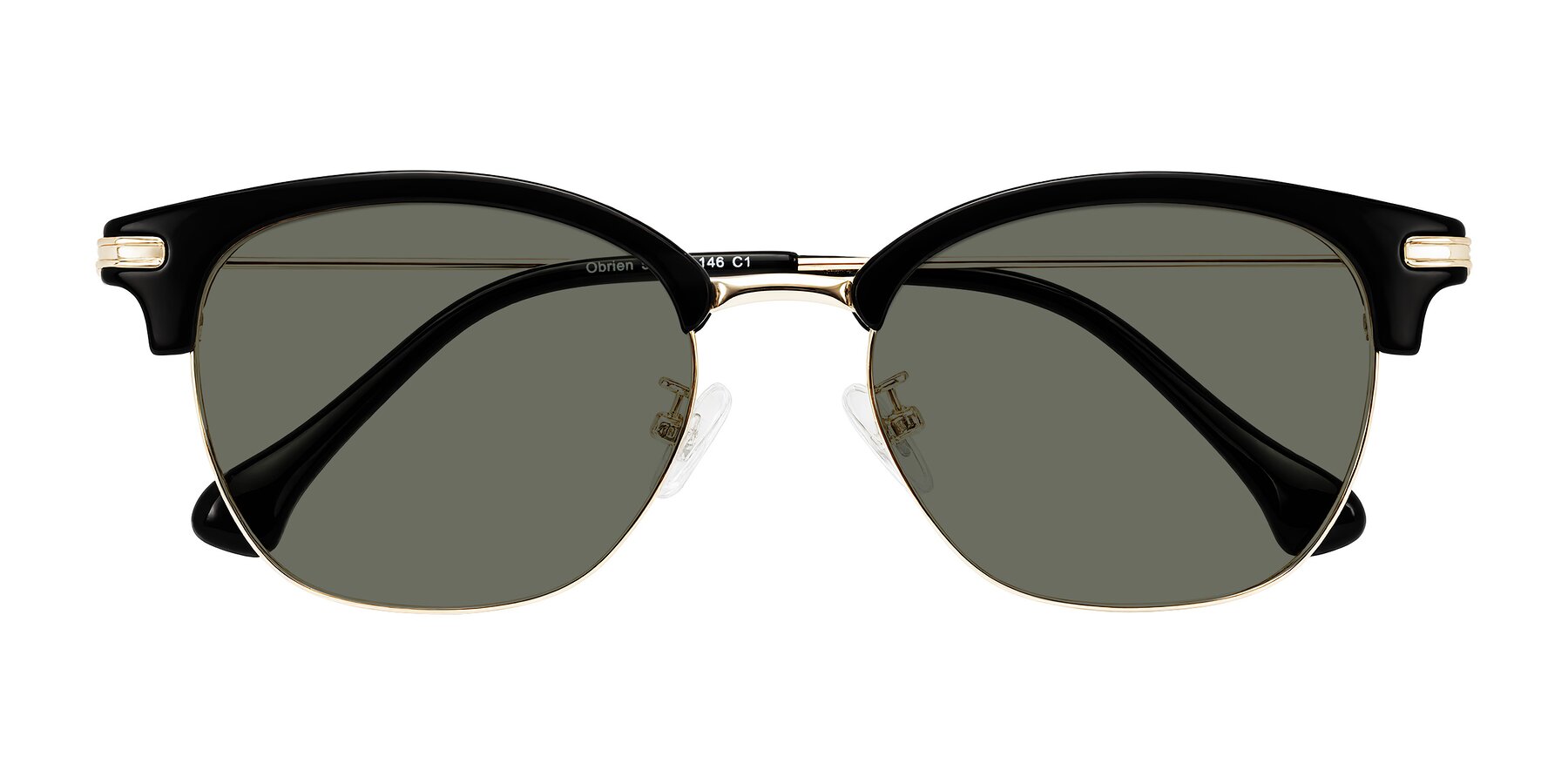 Folded Front of Obrien in Black/Gold with Gray Polarized Lenses