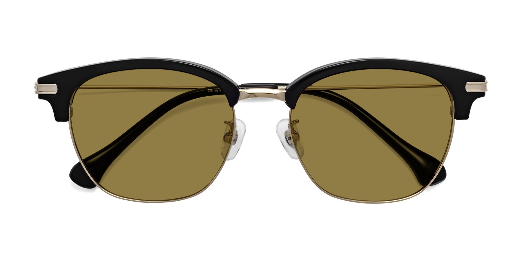 Folded Front of Obrien in Black-Gold with Brown Polarized Lenses