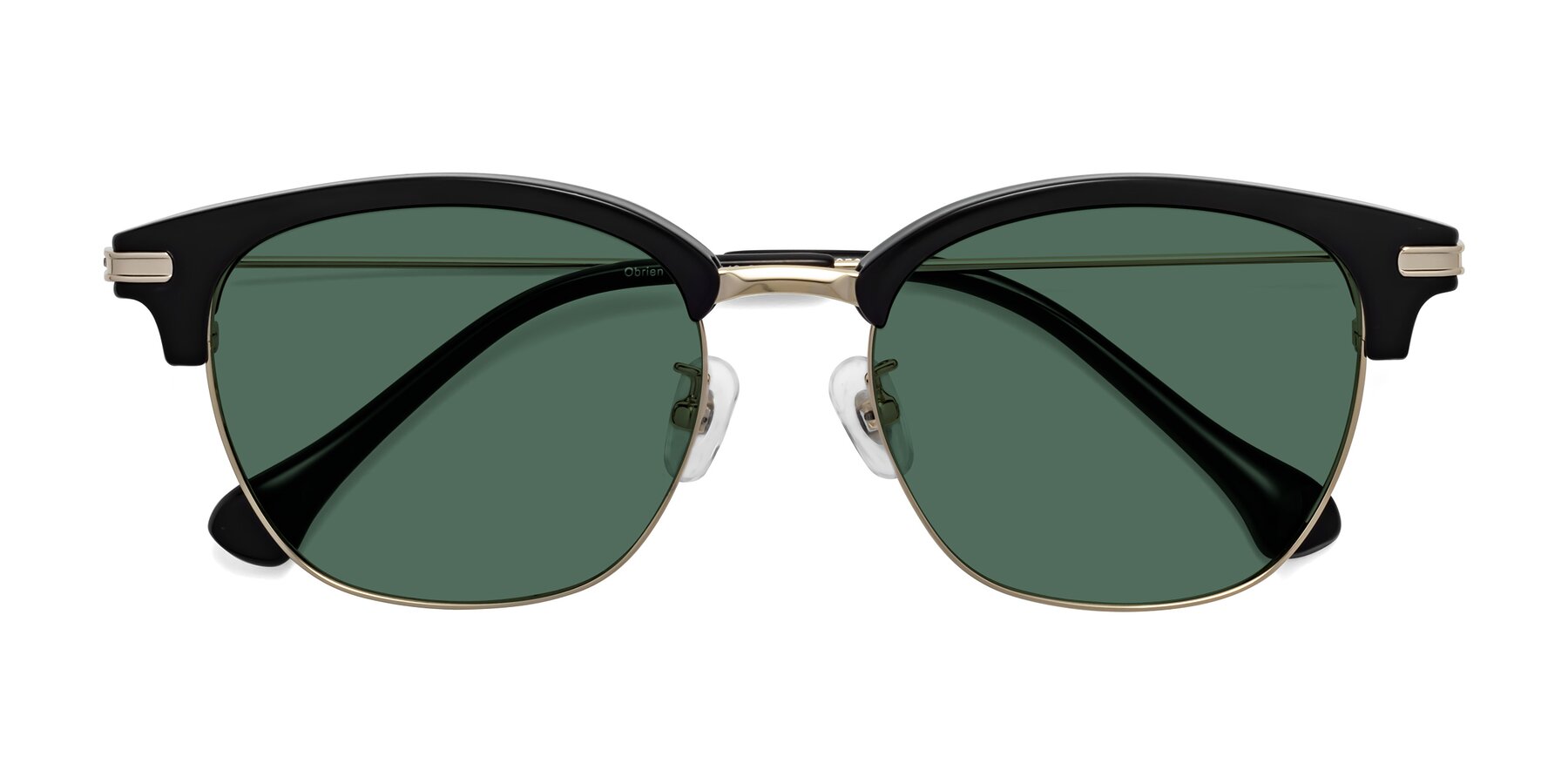 Folded Front of Obrien in Black-Gold with Green Polarized Lenses