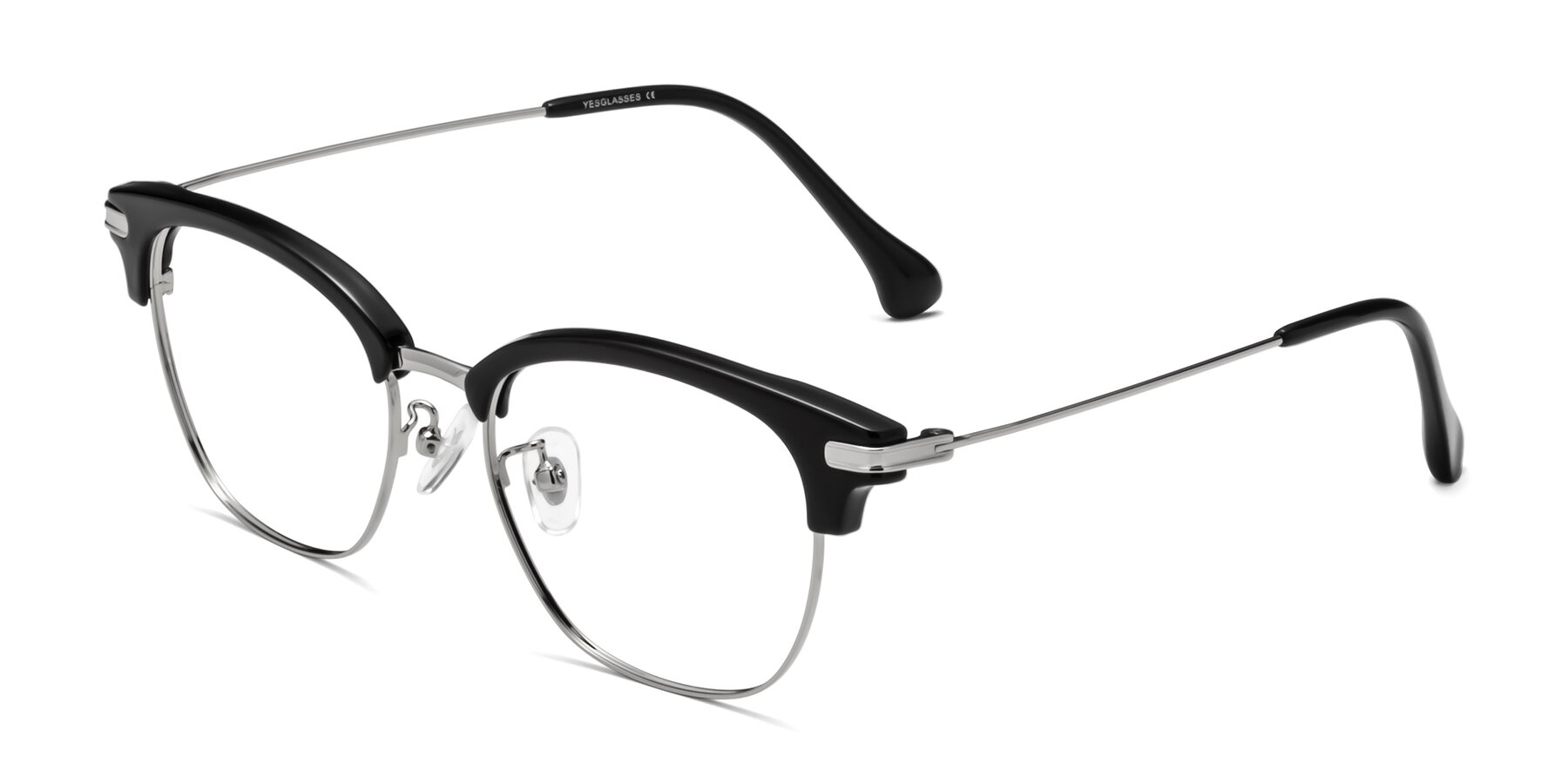 Angle of Obrien in Black-Sliver with Clear Blue Light Blocking Lenses
