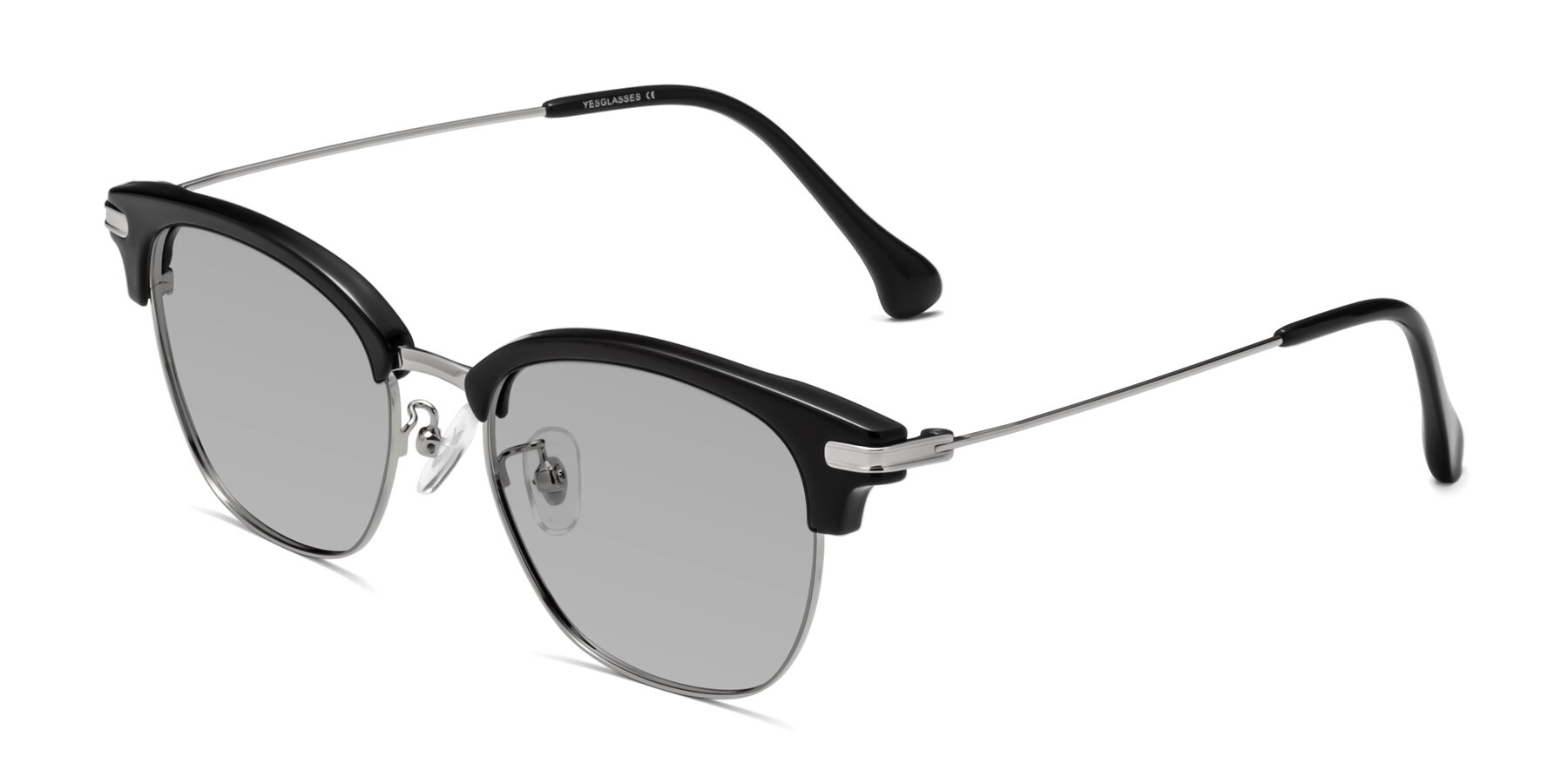 Angle of Obrien in Black-Sliver with Light Gray Tinted Lenses