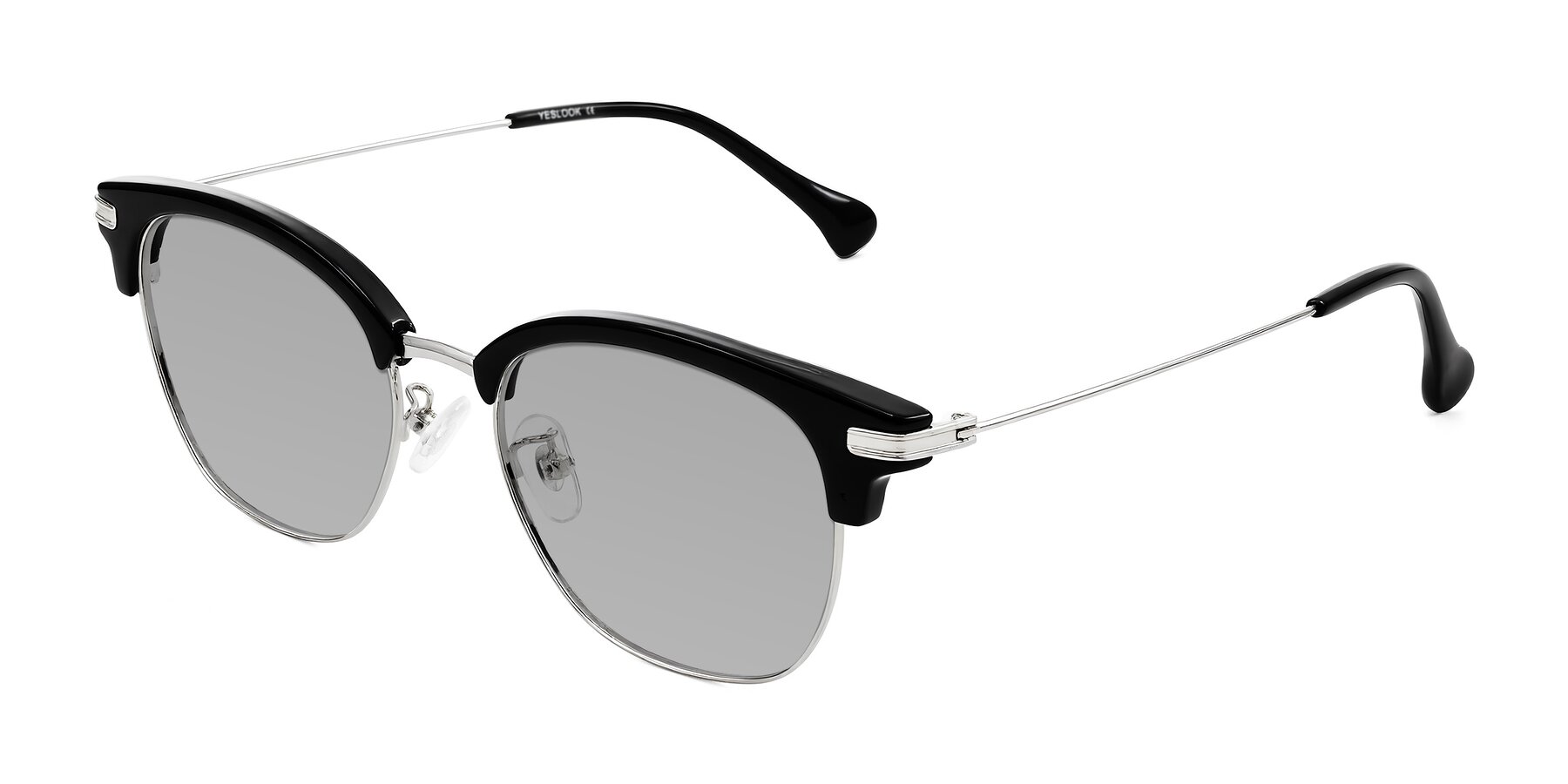Angle of Obrien in Black/Sliver with Light Gray Tinted Lenses