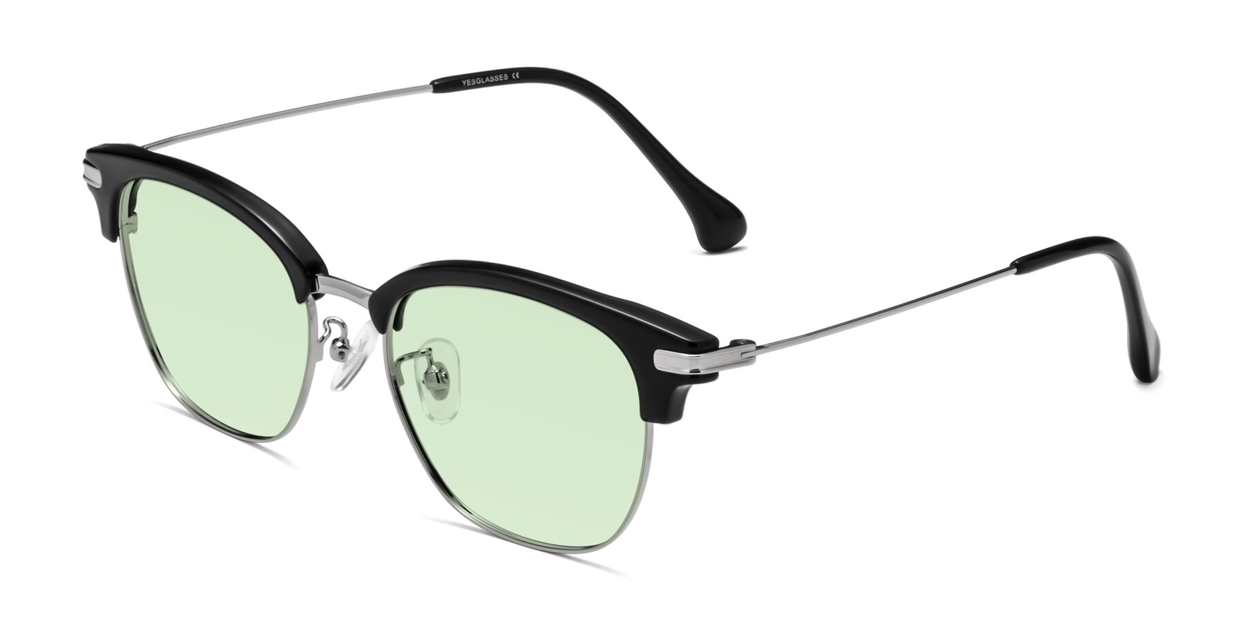 Angle of Obrien in Black-Sliver with Light Green Tinted Lenses