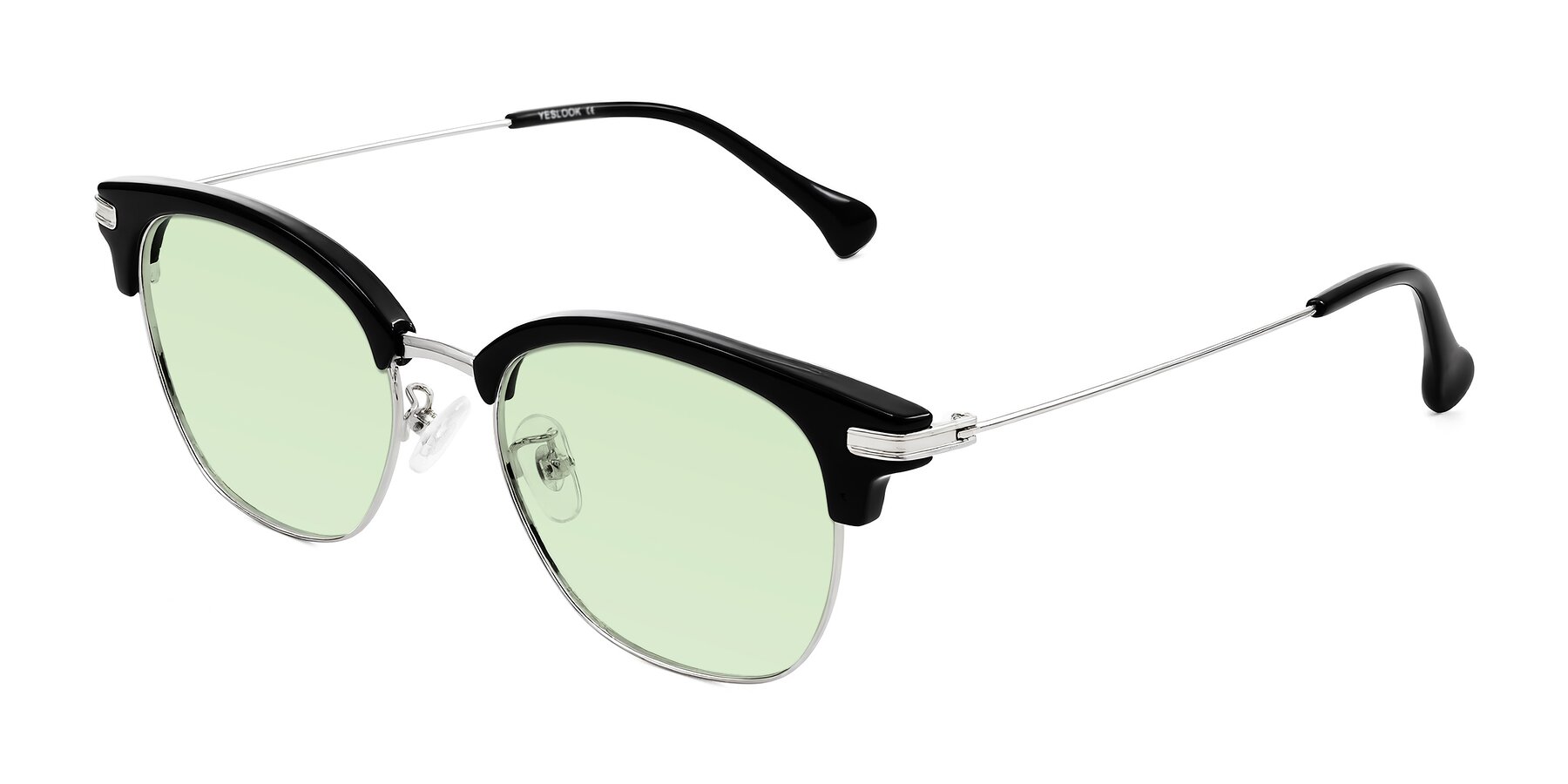 Angle of Obrien in Black/Sliver with Light Green Tinted Lenses