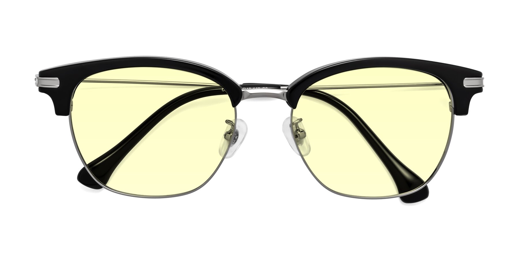 Folded Front of Obrien in Black-Sliver with Light Yellow Tinted Lenses