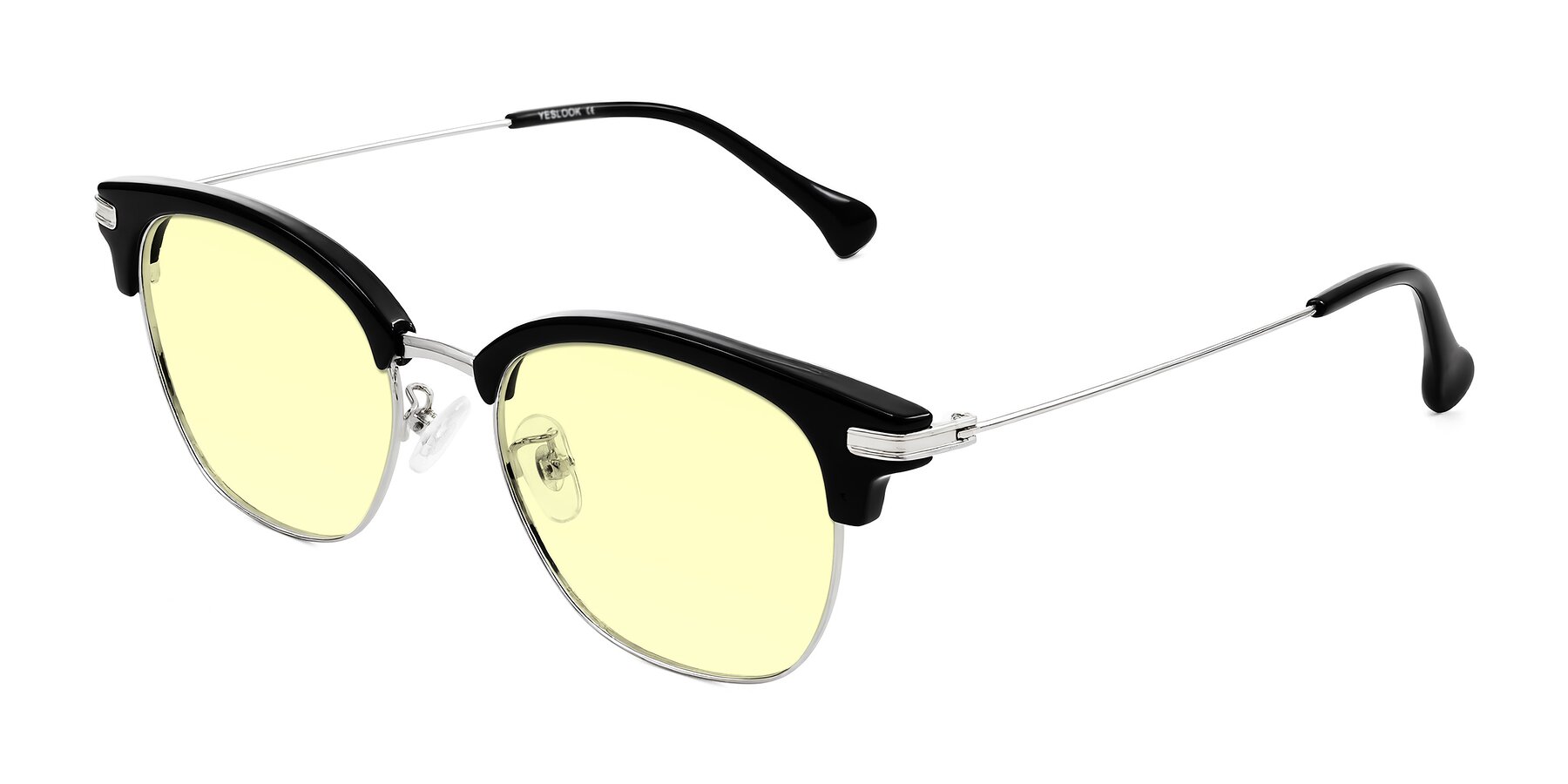 Angle of Obrien in Black/Sliver with Light Yellow Tinted Lenses