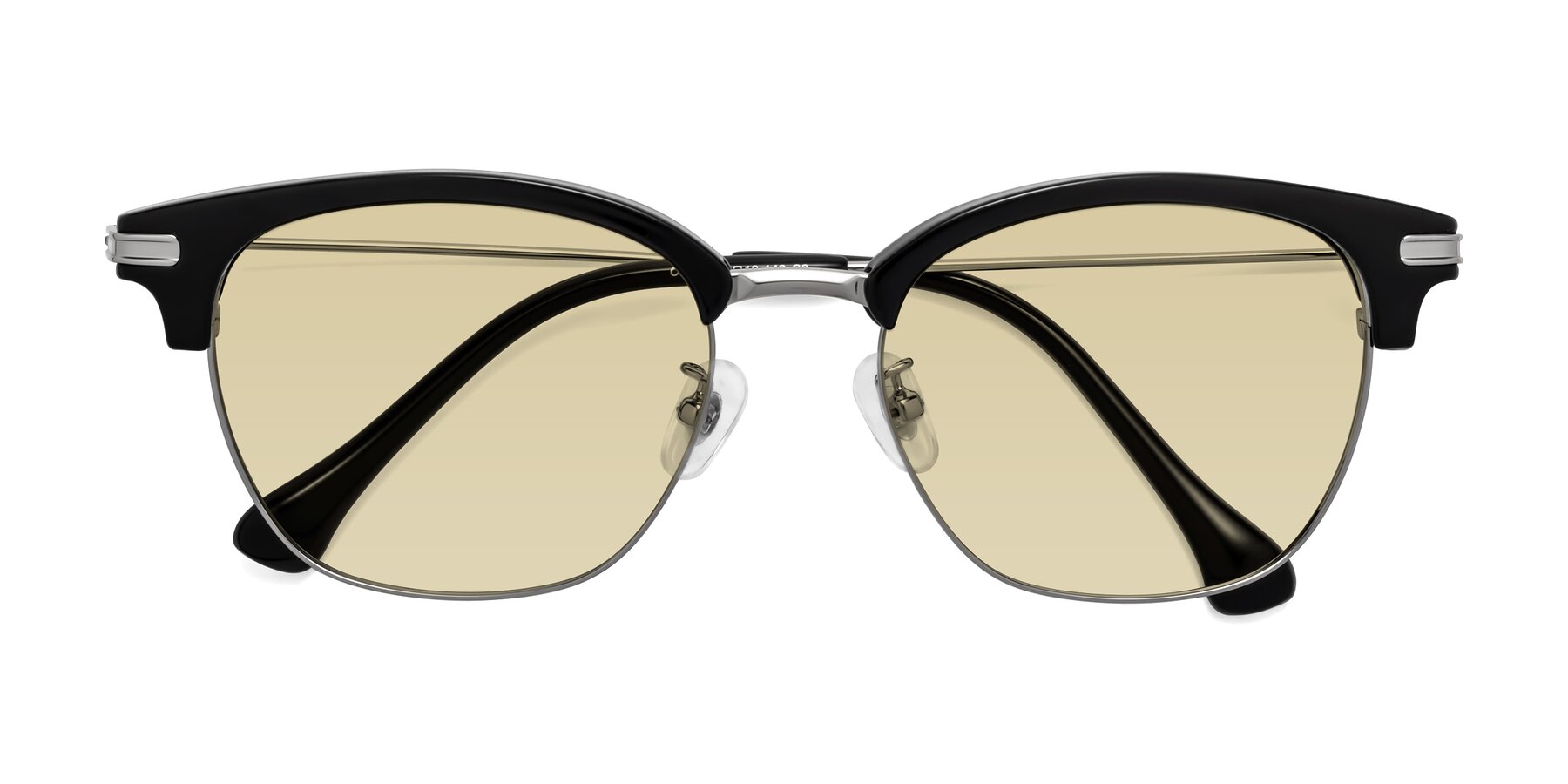 Folded Front of Obrien in Black-Sliver with Light Champagne Tinted Lenses
