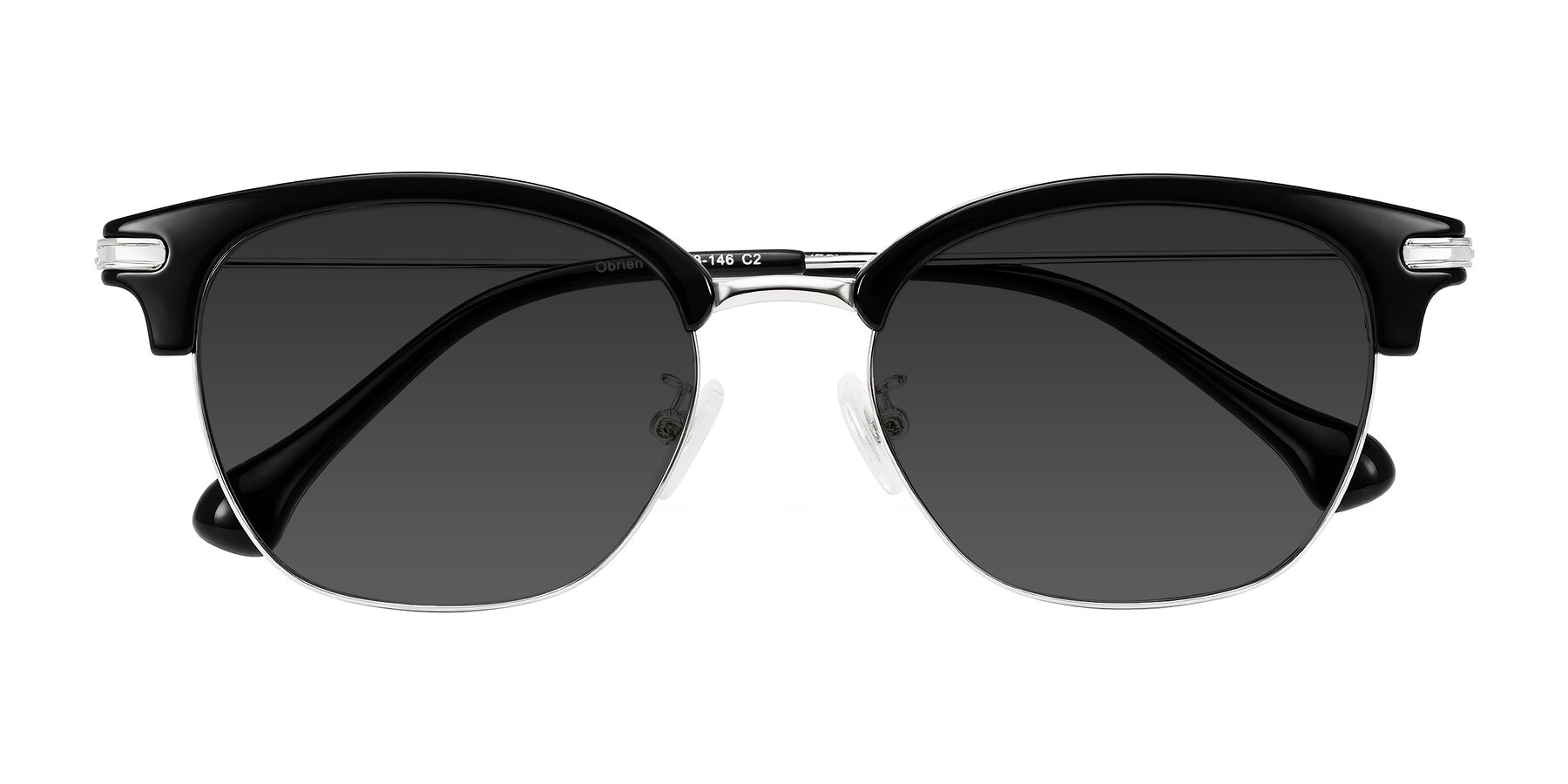 Folded Front of Obrien in Black/Sliver with Gray Tinted Lenses