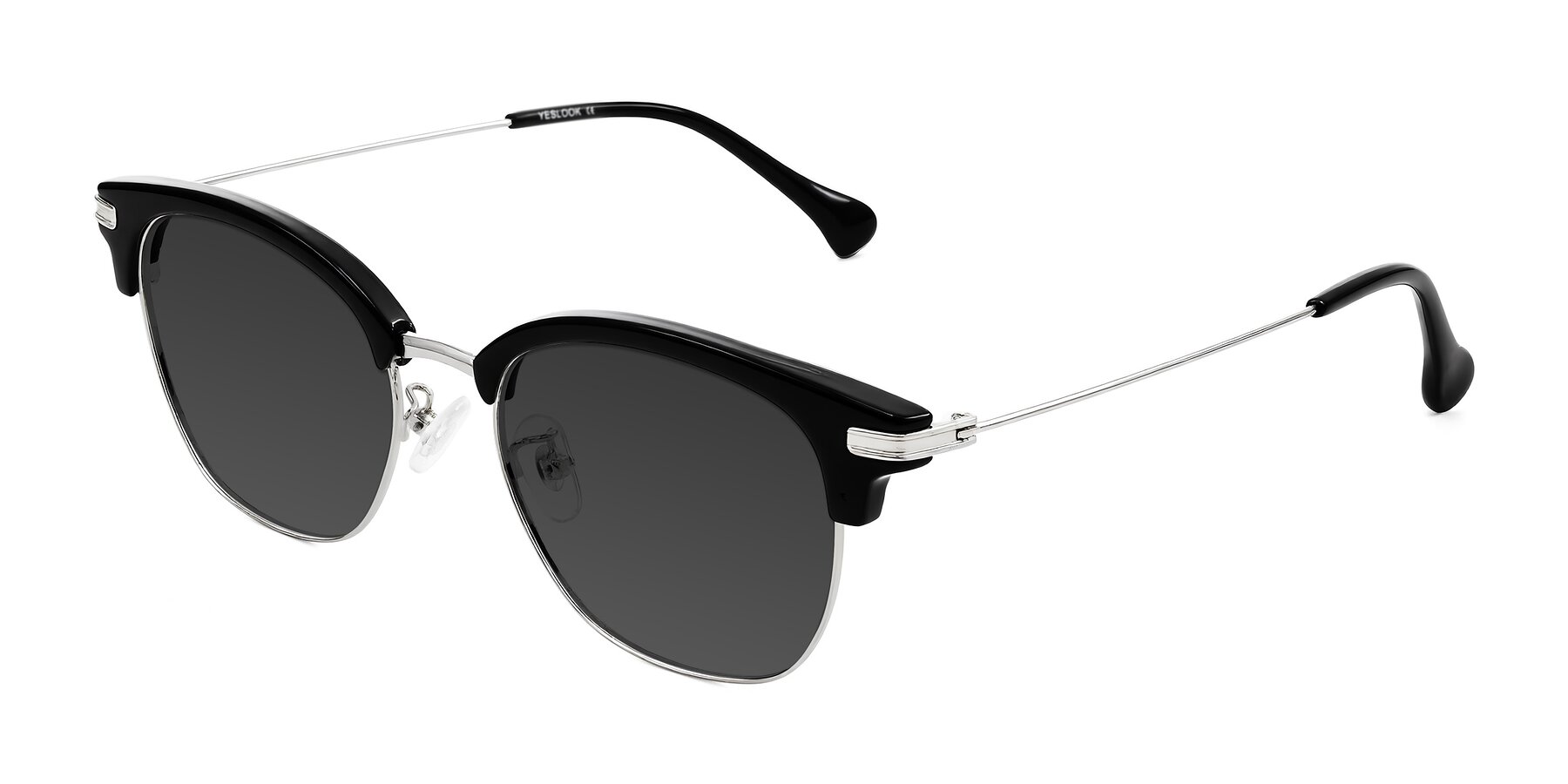 Angle of Obrien in Black/Sliver with Gray Tinted Lenses