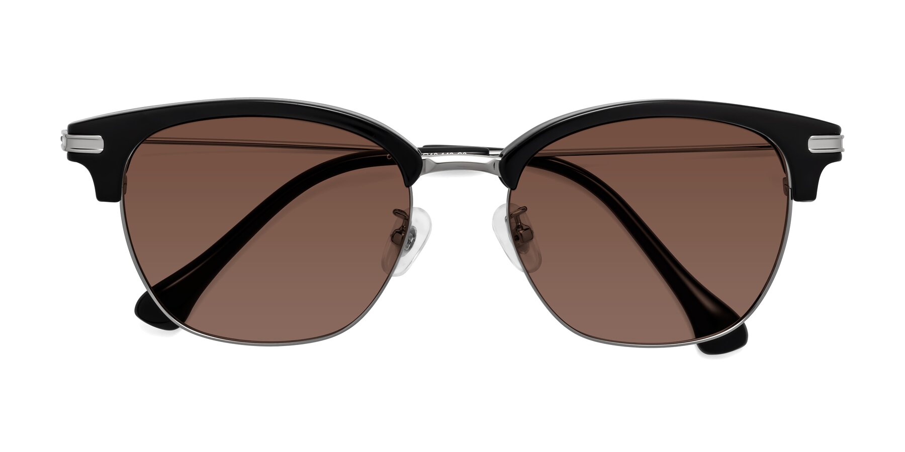 Folded Front of Obrien in Black-Sliver with Brown Tinted Lenses