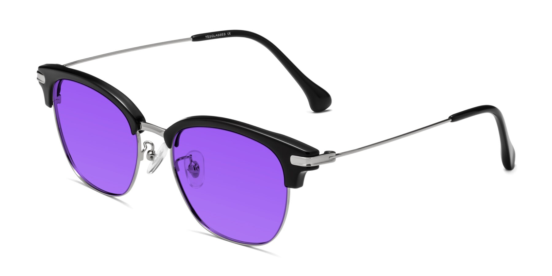 Angle of Obrien in Black-Sliver with Purple Tinted Lenses