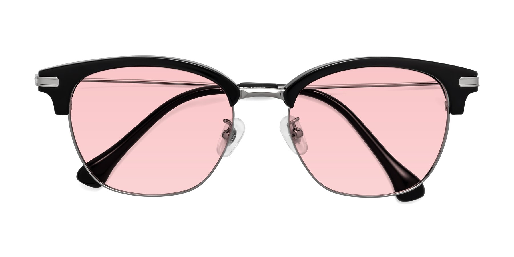 Folded Front of Obrien in Black-Sliver with Light Garnet Tinted Lenses