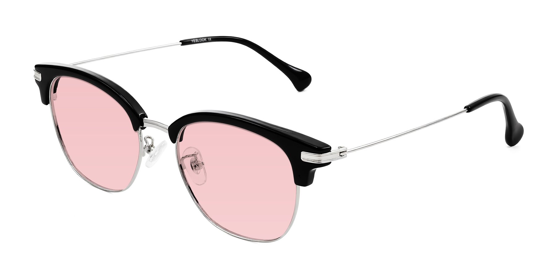 Angle of Obrien in Black/Sliver with Light Garnet Tinted Lenses