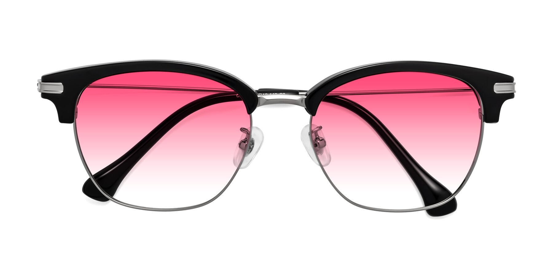 Folded Front of Obrien in Black-Sliver with Pink Gradient Lenses