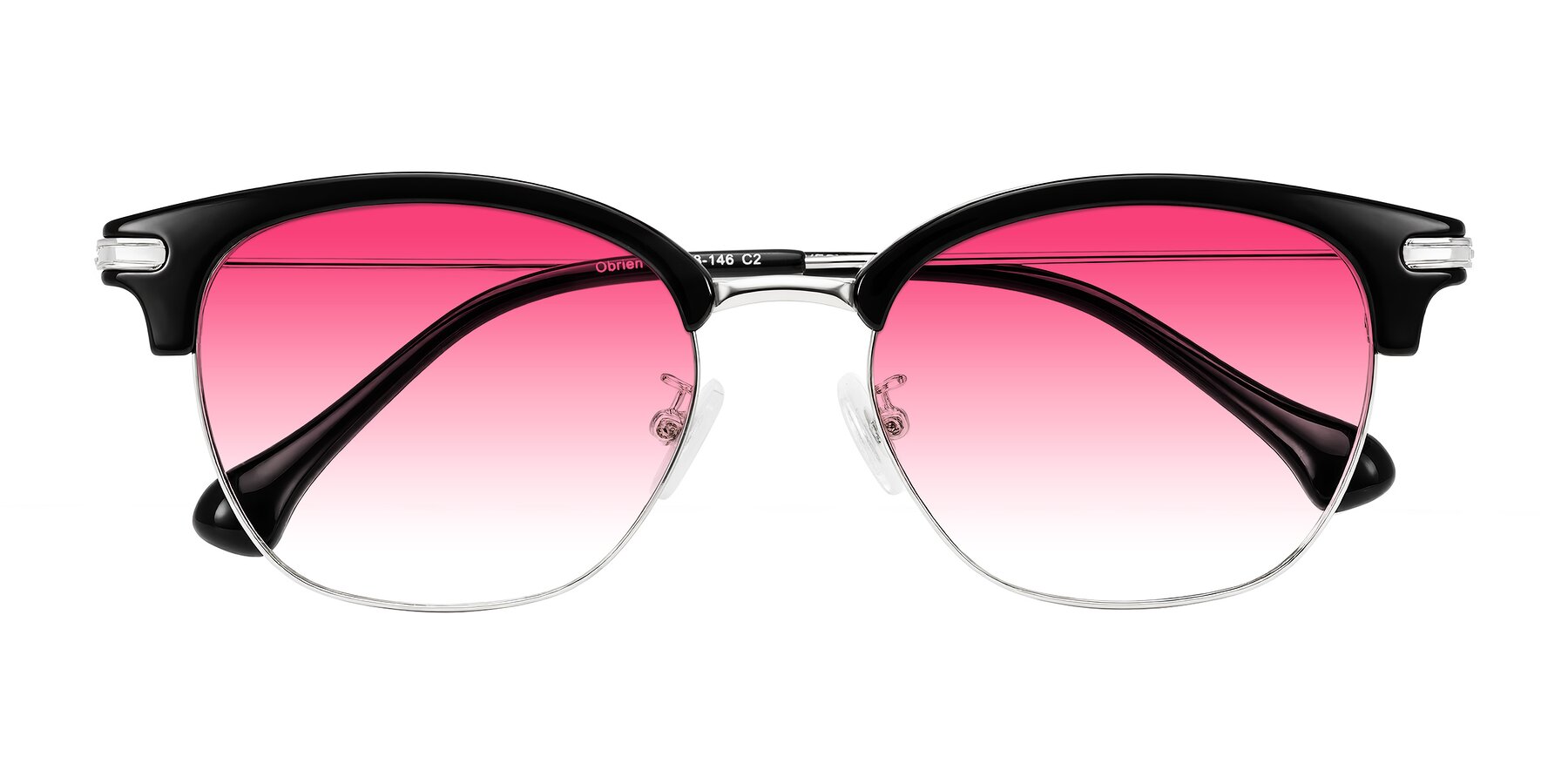 Folded Front of Obrien in Black/Sliver with Pink Gradient Lenses
