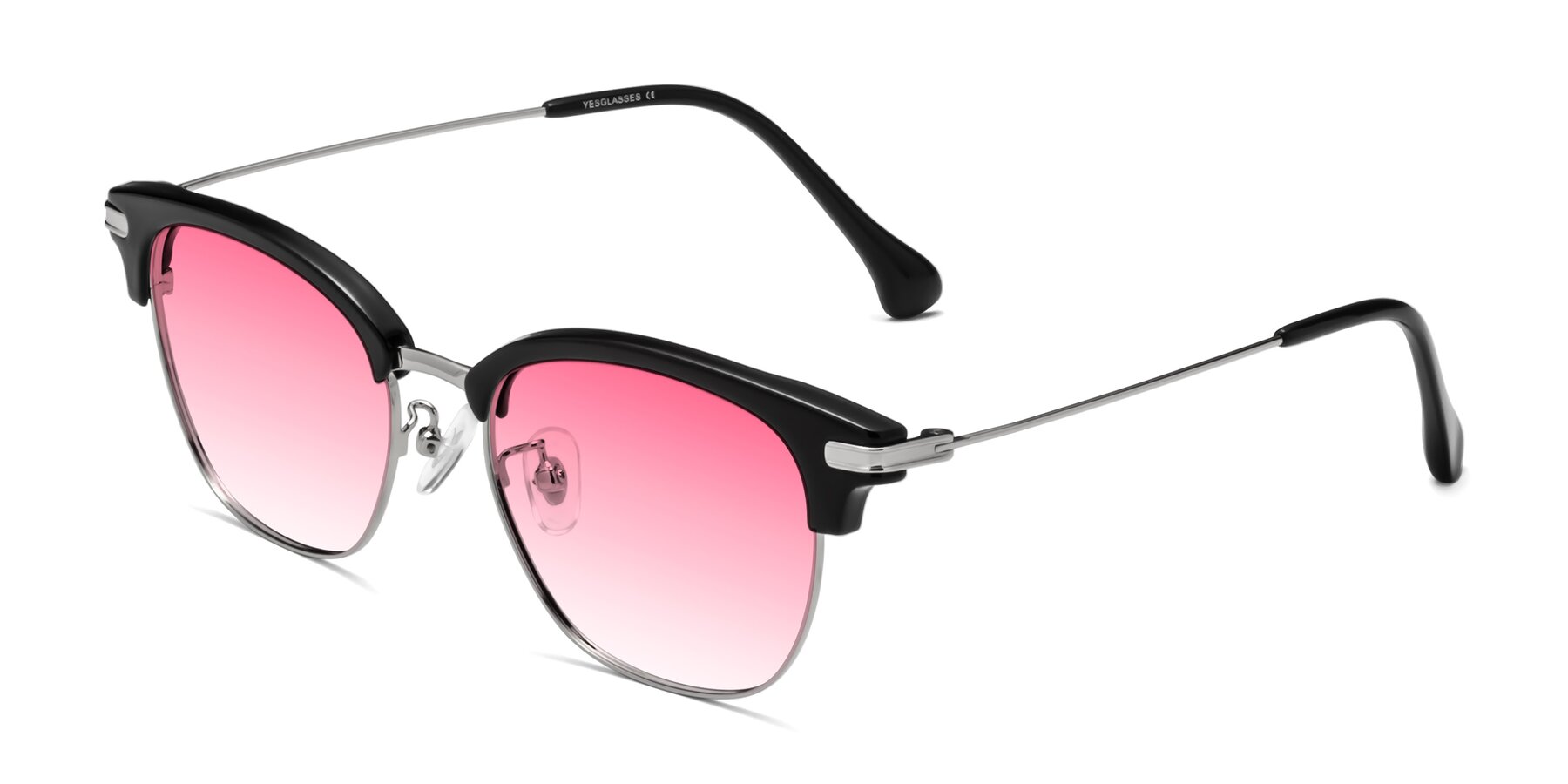Angle of Obrien in Black-Sliver with Pink Gradient Lenses